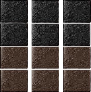 12 Pieces Wallet for Men,Leather Men's Wallets Bulk for DIY Engraving,With Money Clip,Card Holder(6 Black & 6 Light Brown)