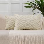 VAKADO Throw Pillow Covers Cushion Covers 18x18 Set of 2 Decorative Couch Rhomboid White Plush Velvet Square Cushion Cases Home Decor Gift for Sofa
