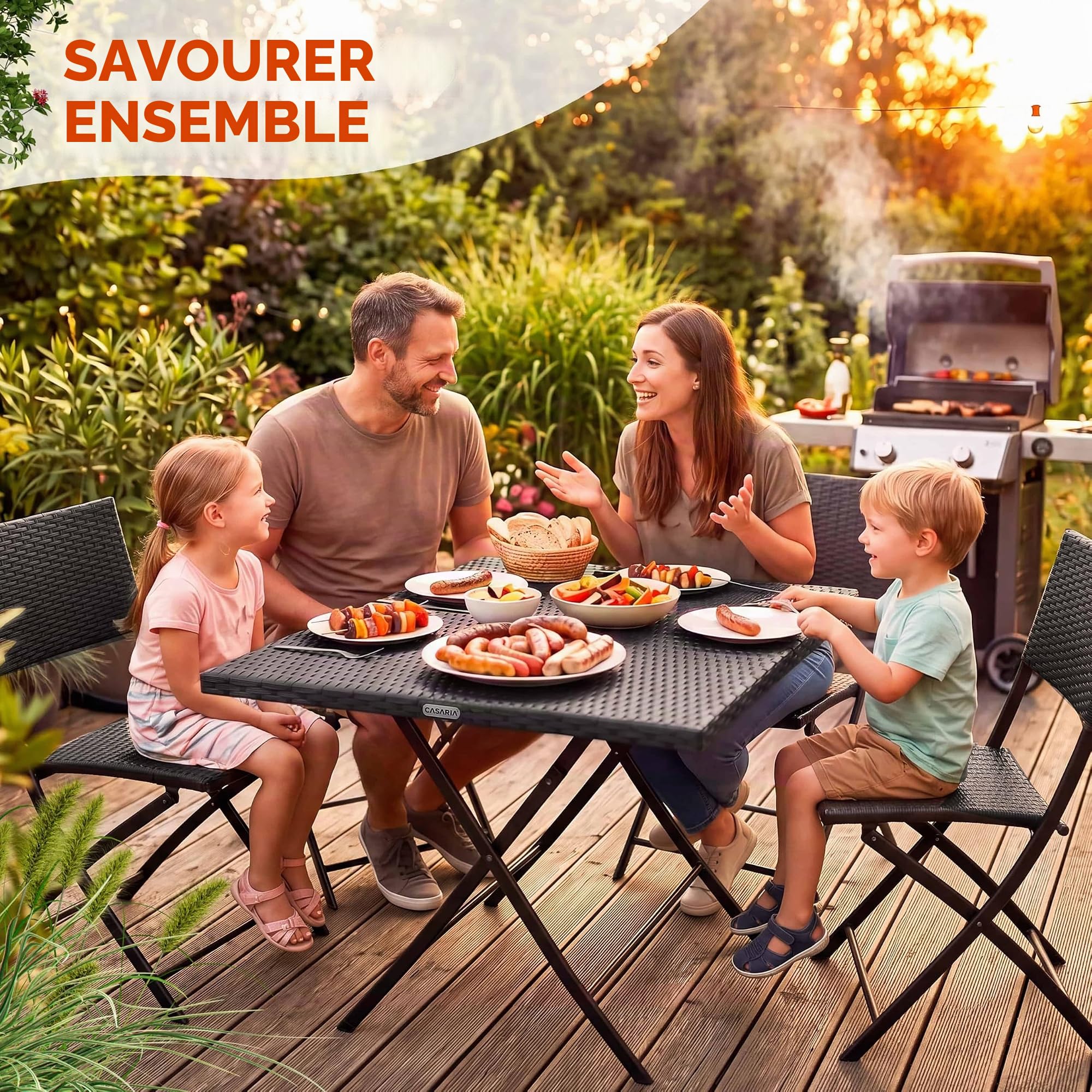 Casaria Chaise Pliante en polyrotin Set de 2 Charge Max. 120 kg Légère Résistante aux intempéries Jardin Terrasse Balcon Camping Chaise