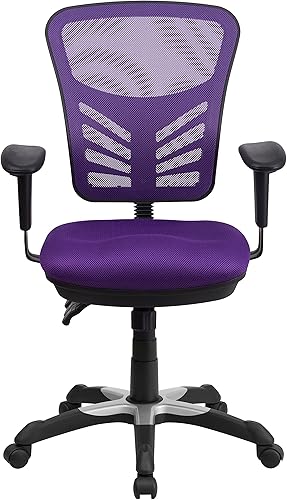 Miniatura 63 de Flash Furniture Nicholas Silla giratoria de oficina y juegos, ergonómica, de malla con soporte lumbar y altura ajustables, color negro Negro -,Malla