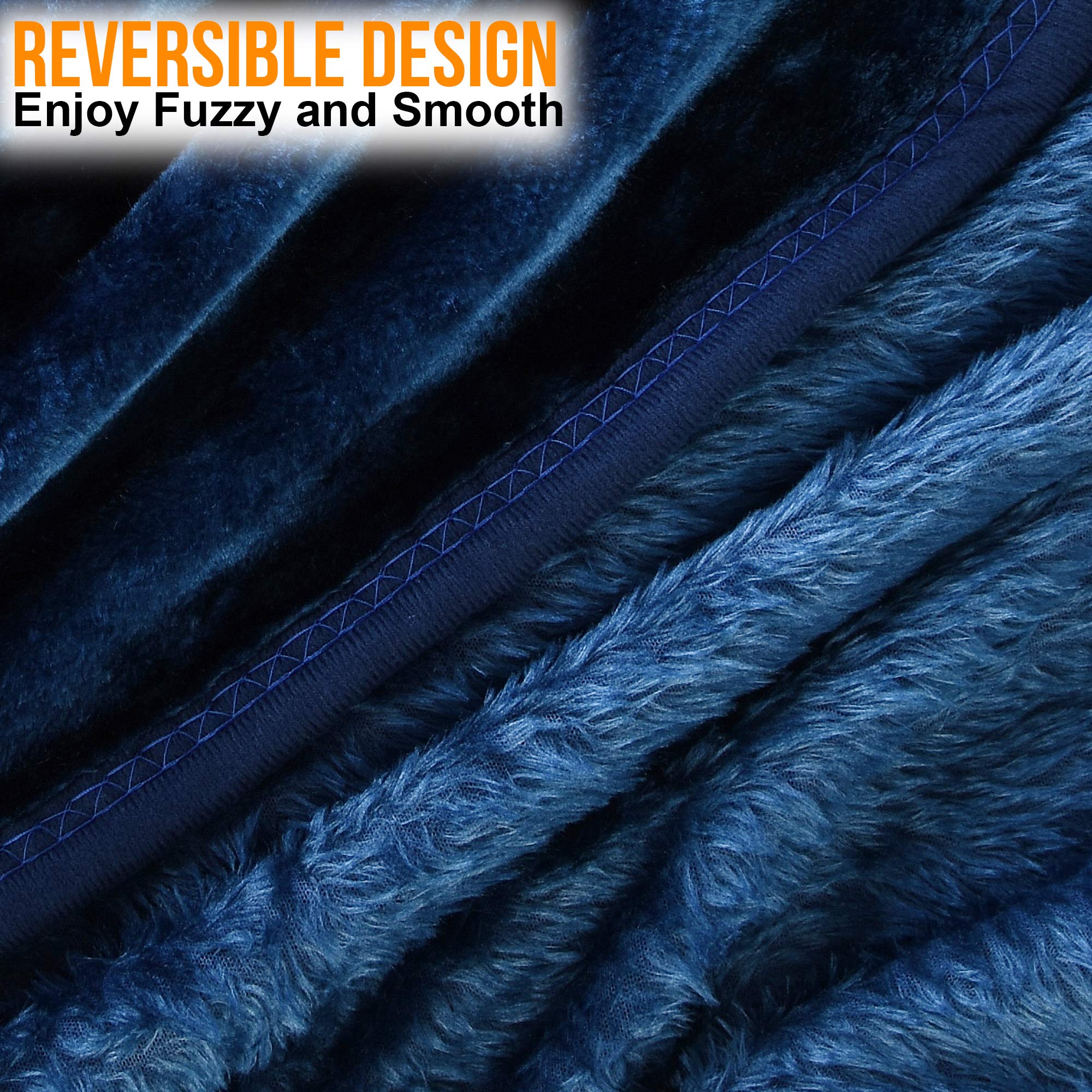 EVELYN LIVING Lussuosa coperta in finta pelliccia di visone, morbida coperta in pile per letto matrimoniale king size singolo (singola, blu ocao