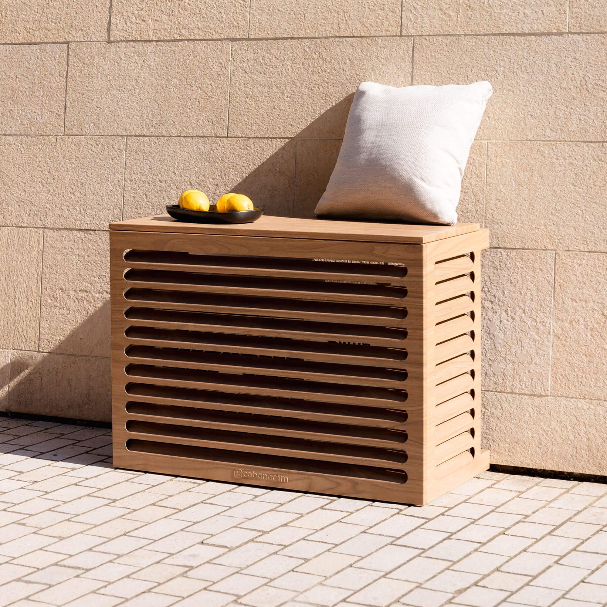 Copertura per climatizzatore e pompa di calore, S - 90 × 48 × 70 cm cm, protegge dalle intemperie, dallo sporco e dagli urti, garantisce un’eccellente circolazione dell’aria, Rovere