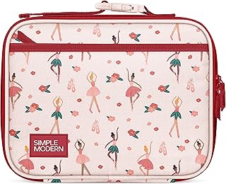 Simple Modern Kids Lunch Box for Toddler | Reusable Insulated Bag for Girls, Boys | Meal Containers for School with Exterior and Interior Pockets | Hadley Collection | Pink Ballerina