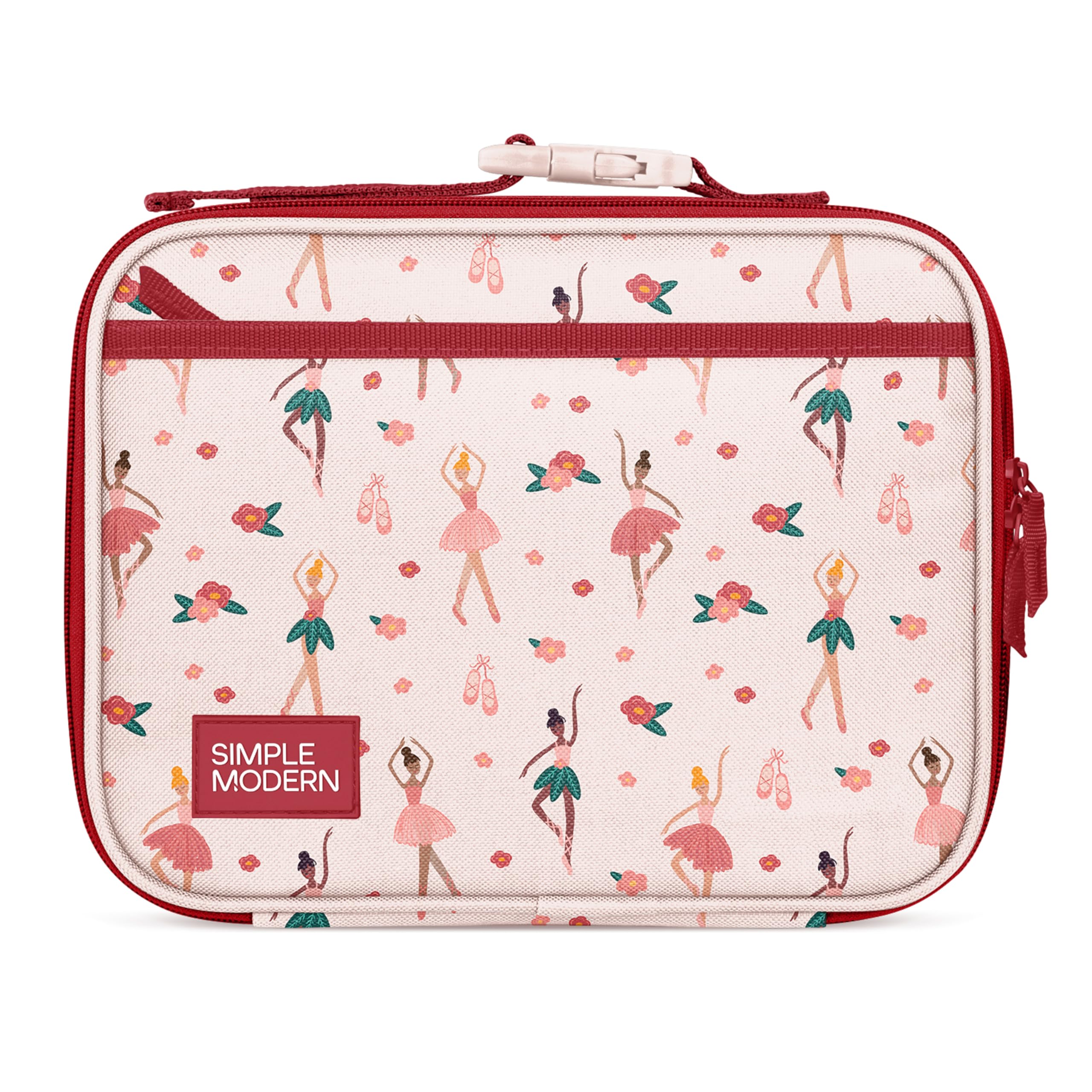 Simple ModernKids Lunch Box for School | Reusable Insulated Lunch Bag for Toddler, Girl, and Boy | Meal Containers with Exterior & Interior Pockets | Hadley Collection | Pink Ballerina