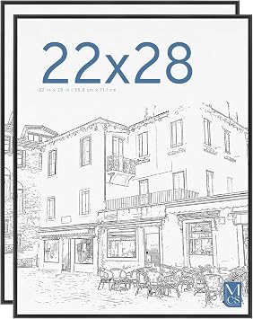 MCS Original Poster Frame 22x28 Black Lightweight Vertical & Horizontal Wall Hanging Large Picture Frame for Posters, Art Prints & Gallery Wall 2-Pack