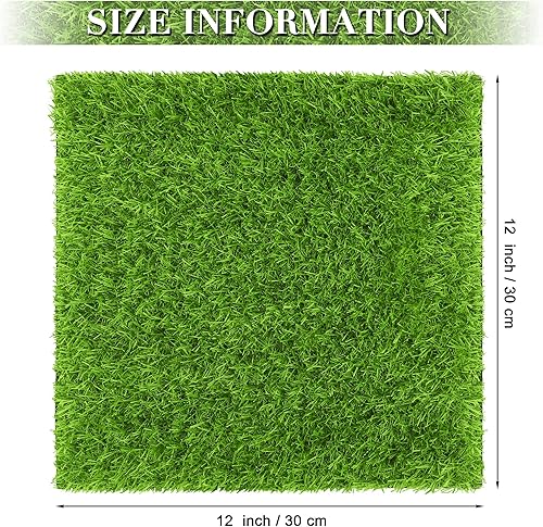 Miniatura 2 de TURSTIN 12 tapetes de césped artificial cuadrados de 12 x 12 pulgadas, parche de césped falso para interiores y exteriores, jardín, patio, balcón,