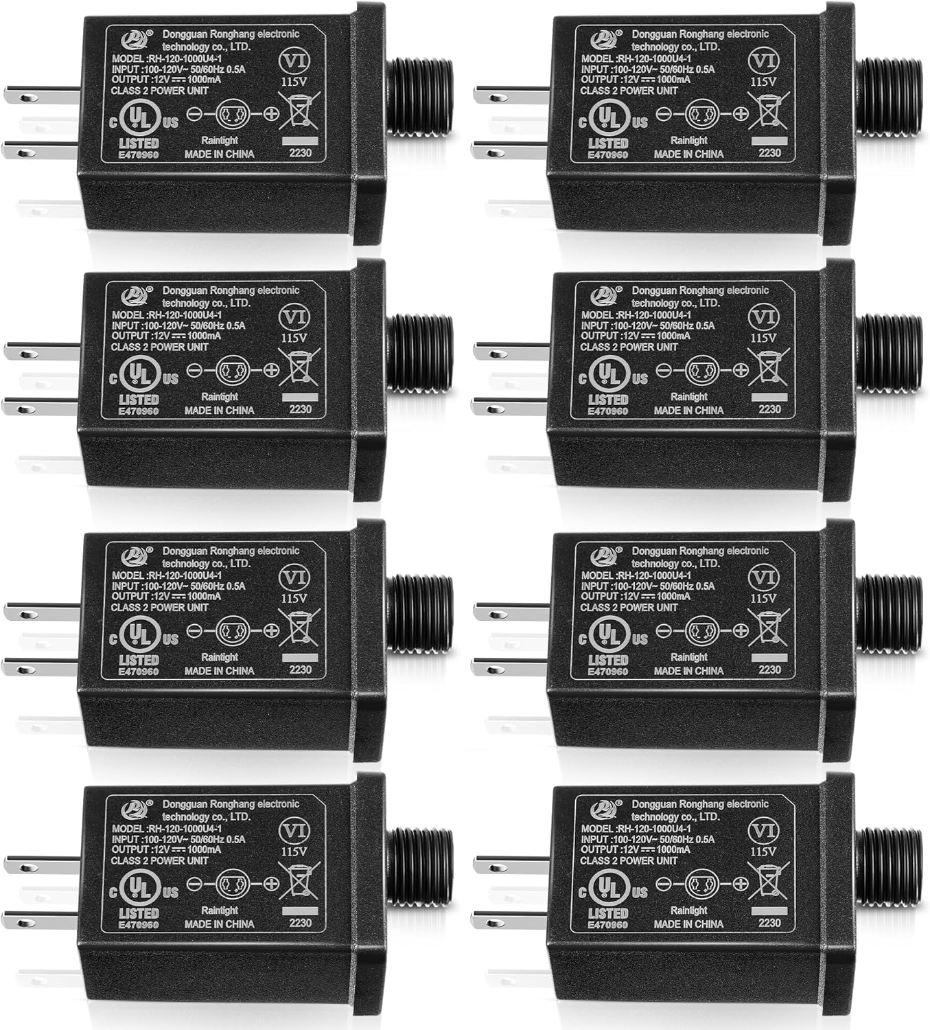 8 Pcs Replacement Yard Inflatable Adapter Power Supply Adaptor 12Vdc 1.0A Class 2 Power Supply for Halloween Christmas Inflatable Decorations