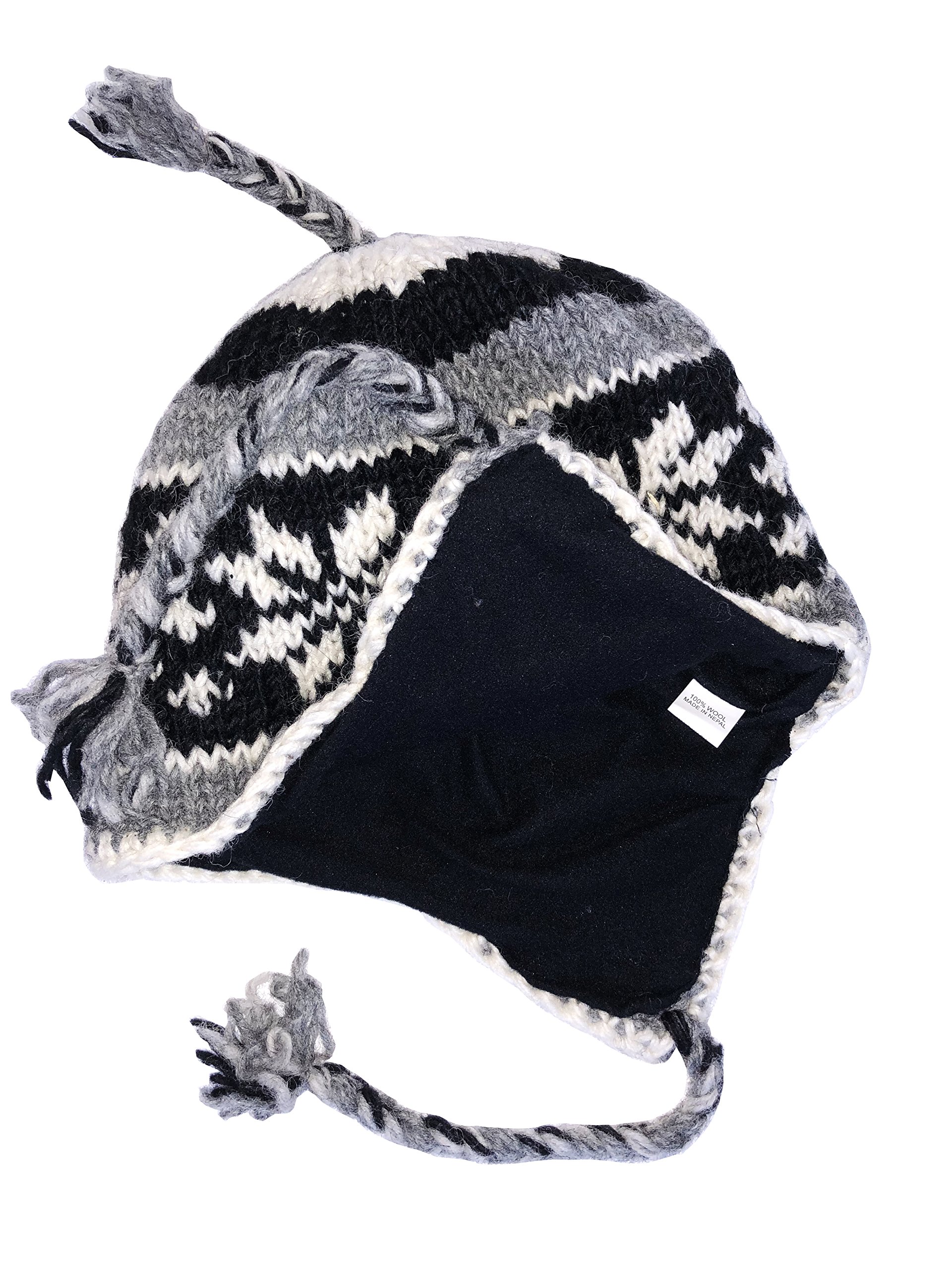 Cappello Unisex in Lana Sherpa Lavorato a Mano con Fodera in Micropile con Motivo Fiocco di Neve - paraorecchie - Toque - Beanie