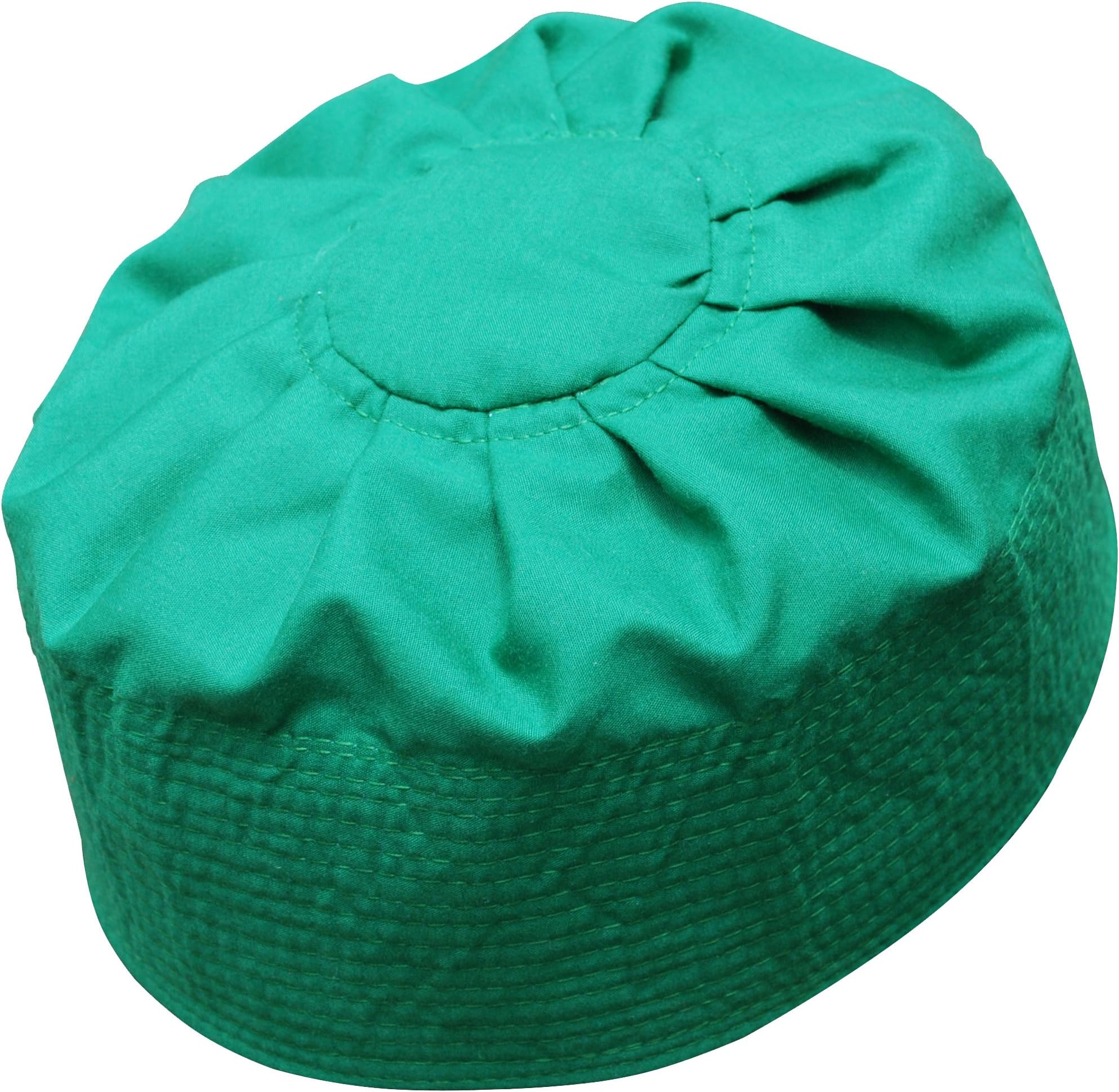 Gray Cotton-Blend Pleated Top 3.5in Tall Fabric Kufi Prayer Cap Beanie