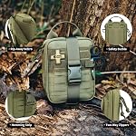 RHINO RESCUE Petit kit de premiers soins avec des outils de survie, sac de soins d'urgence pour voiture Camping Backpacking Randonnée Chasse