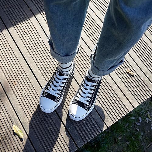 Miniatura 2 de ZGR - Zapatillas de tenis blancas para mujer, con cordones, de lona, zapatillas casuales de lona para caminar