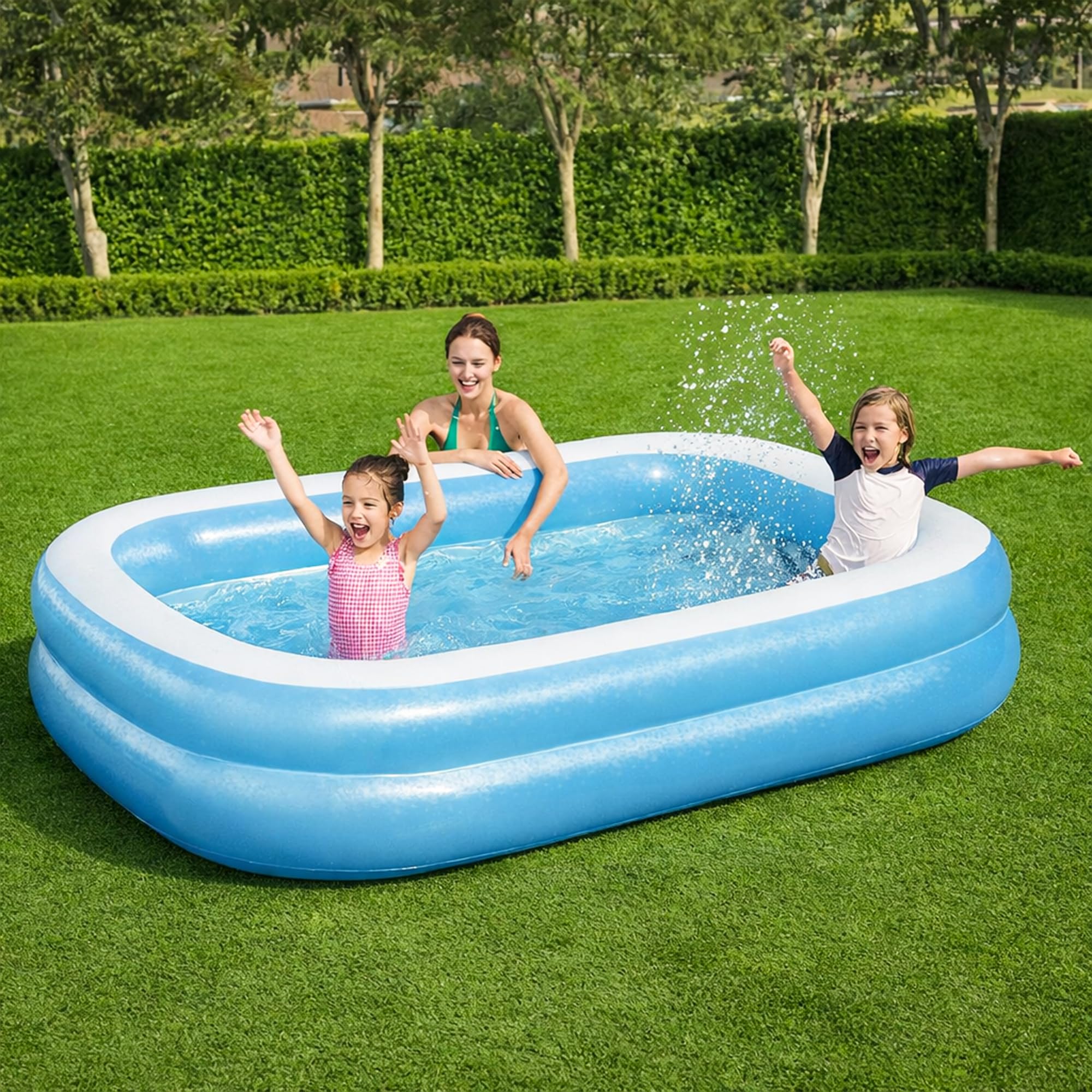 NHR Family Swimming Pool for Kids & Adults, Portable Home Pool Bathtub 450L Water Capacity, Quick Setup Baby Bath Tub, Mini Water Pool for Indoor Outdoor Garden Balcony (201 x 150 x 51 cm, Blue)-image-49