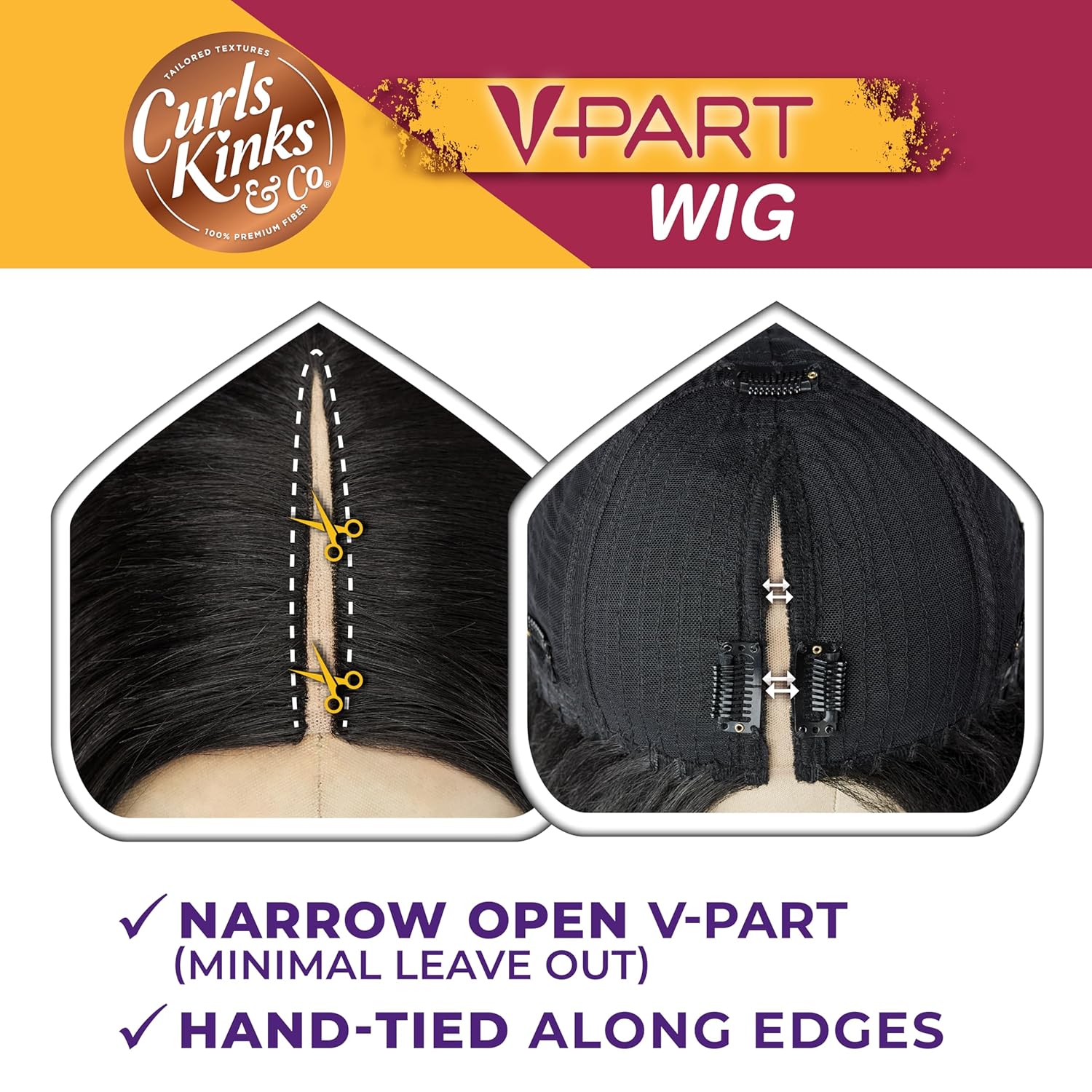 Sensationnel Curls Kinksandco Vpart Wig - Unit 1 Narrow Part Glueless Natural Kinkytexture Edged Hairline for Natural 3C to 4C Hair Textures (1 JETBLACK)