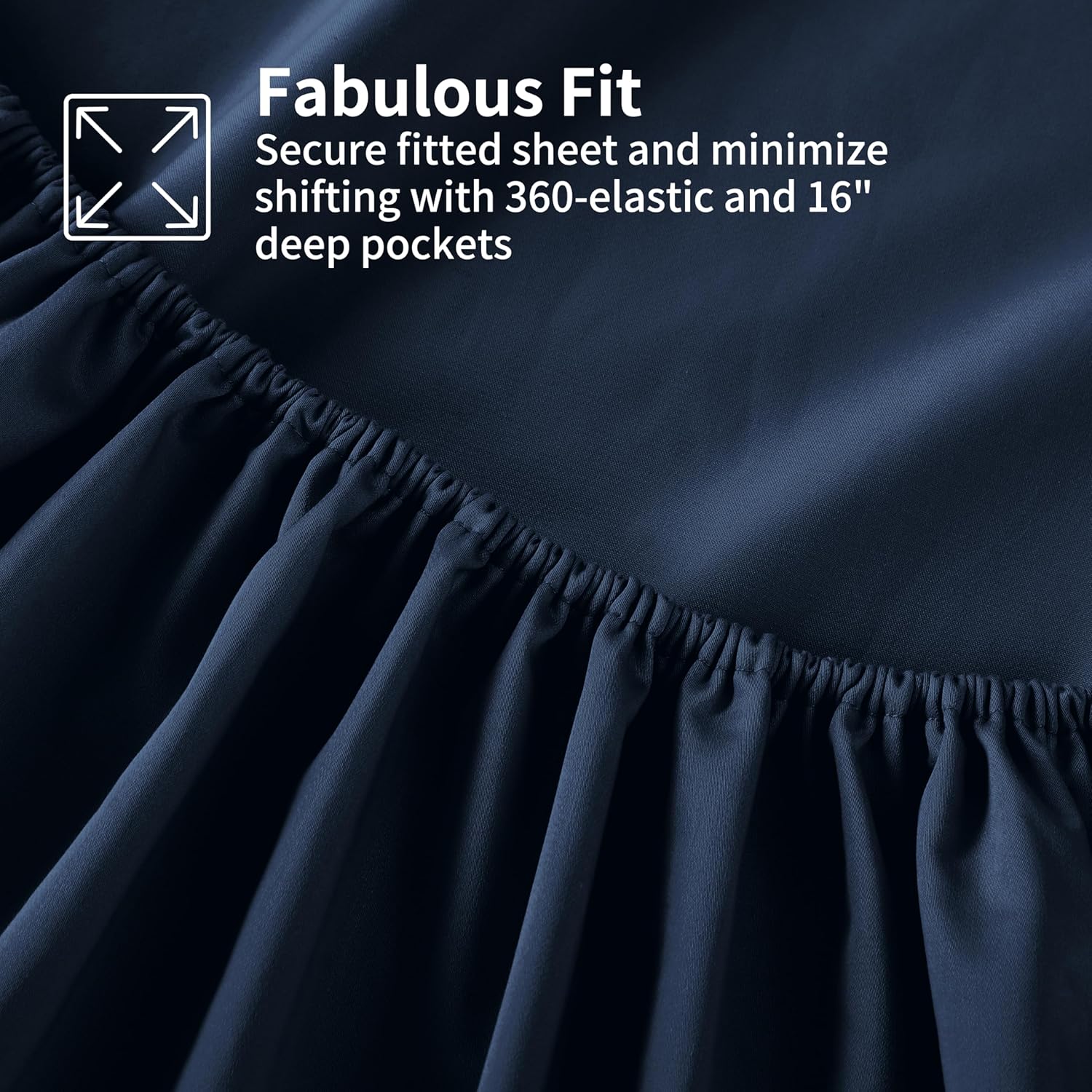 Zaizaihome 600 Thread Count Fitted Sheet Queen Size, 100% Egyptian Cotton, 3-Piece Set (1 Fitted Sheet, 2 Pillowcases), Sateen Weave, Ultra Soft Breathable,16" Deep Pocket Bed Sheet, Navy Blue Navy Blue Queen - 3 PCS (NO Flat Sheet) image 7 of 8 B0CGH7PYZ5