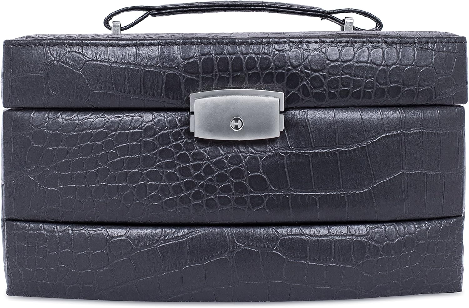 Internet's Best Faux Leather 3-Tier Jewelry Case | Slide Open Jewelry Box | Multi Compartment for Rings, Earings, Necklaces & Bracelets | Interior Mirror | Black - Image 8