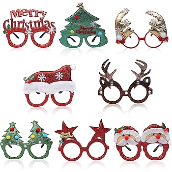 Immagini Natalizie Occhiali.Occhiali Festa Party Natale Glitterati 8 Pezzi Novita Occhiali Natalizi Decorazioni Natalizie Occhiali Plastica Party Da Vista Stili Assortiti Occhiali Strani Per Festa Di Natale O Party Amazon It Giochi E Giocattoli