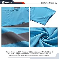 Vista 4 de JKSafety Ropa de seguridad reflectante de alta visibilidad Camiseta de trabajo diario color azul cielo con tiras reflectantes cosidas