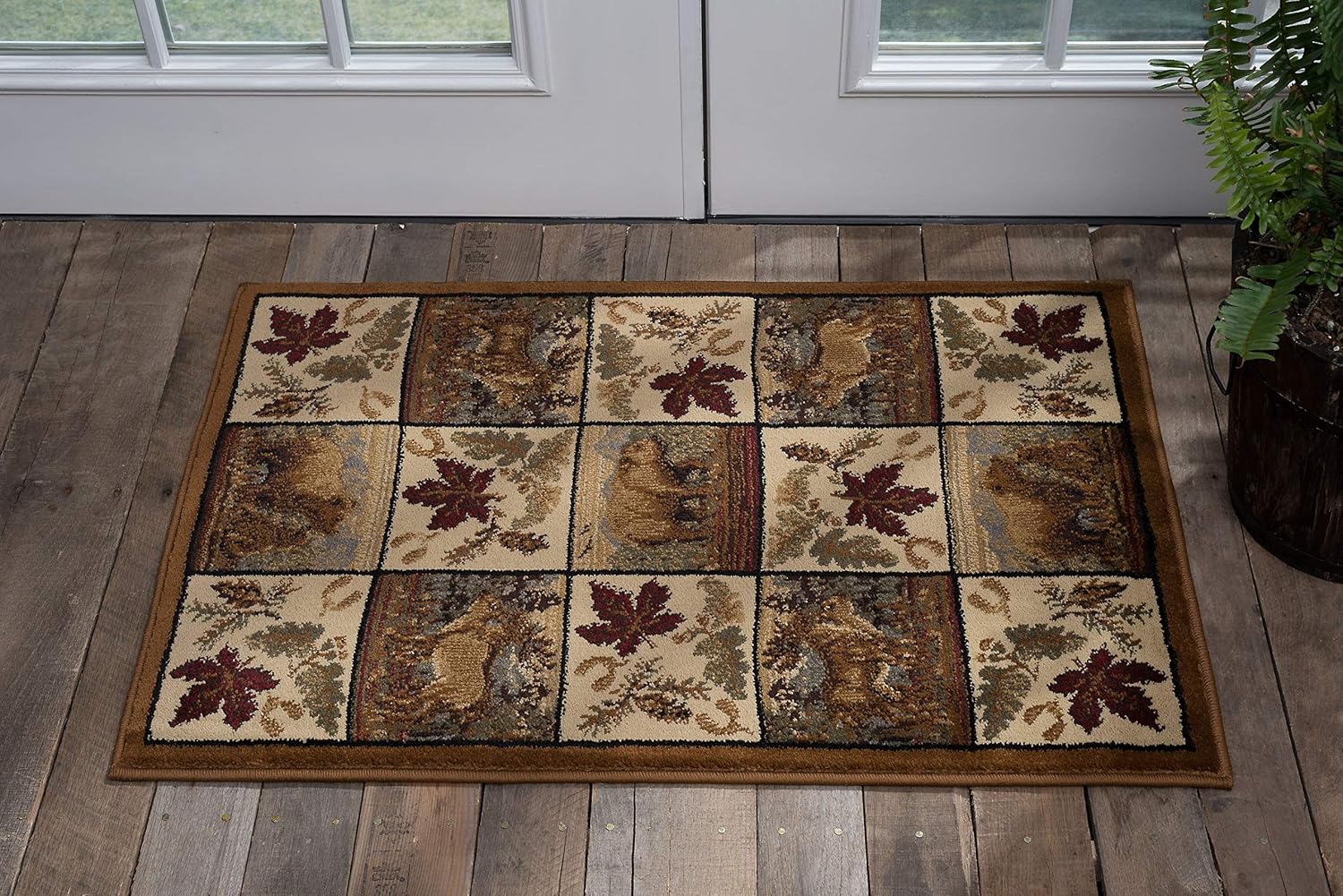 Portrait Wildlife Beige 2x3 Scatter Mat Small Rug for Entryway Indoor & Outdoor - Hallway, Walkway, or Foyer - Lodge, Novelty Bedroom & Living Room