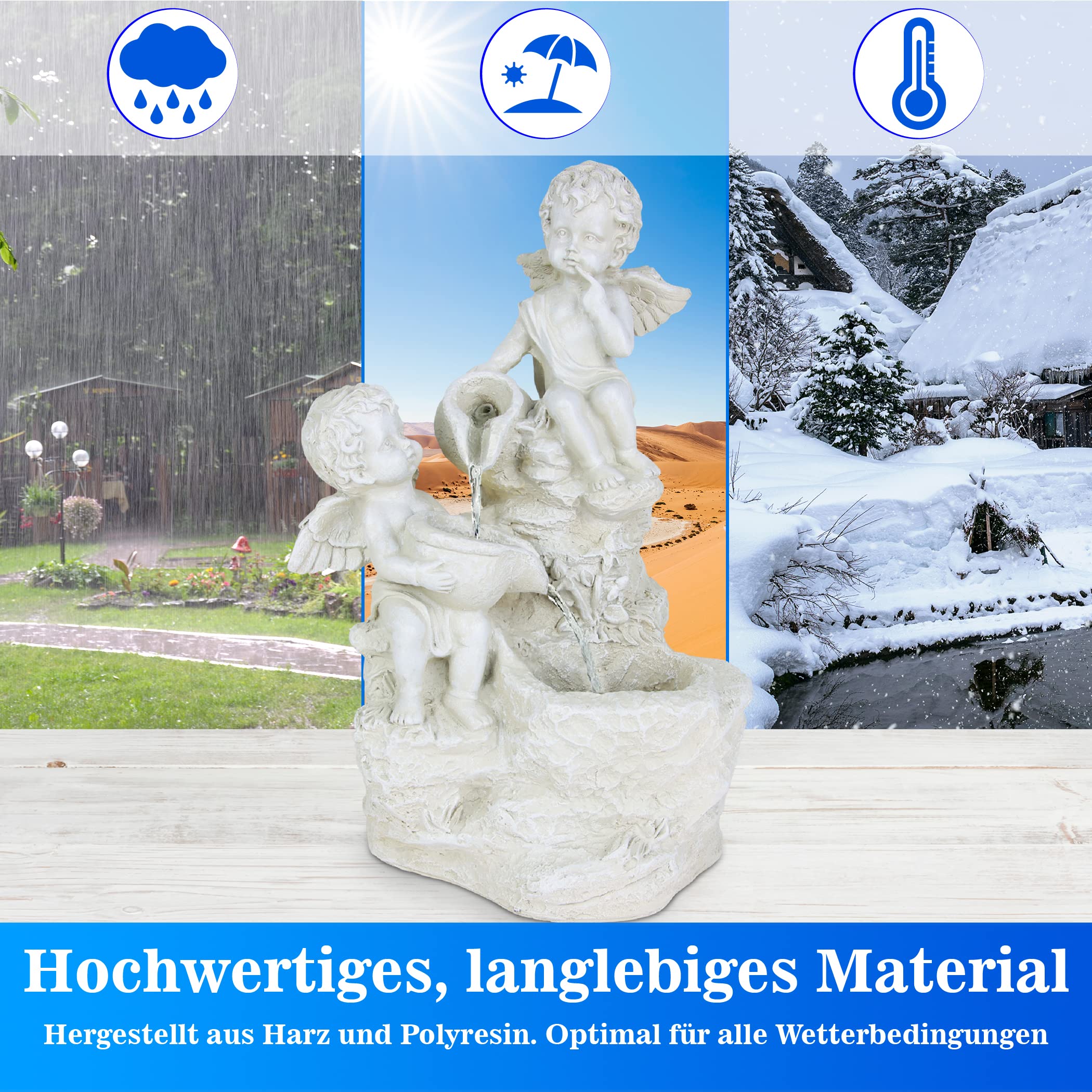Gartenbrunnen Solar Für Outdoor Mit Beleuchtung LE Produktbild-Vorschau 6