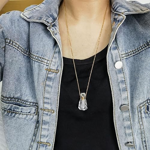 Miniatura 6 de Collar de botella de perfume de piedras preciosas, collar de cristal natural de fluorita para mujer, collares difusores de aceite esencial con