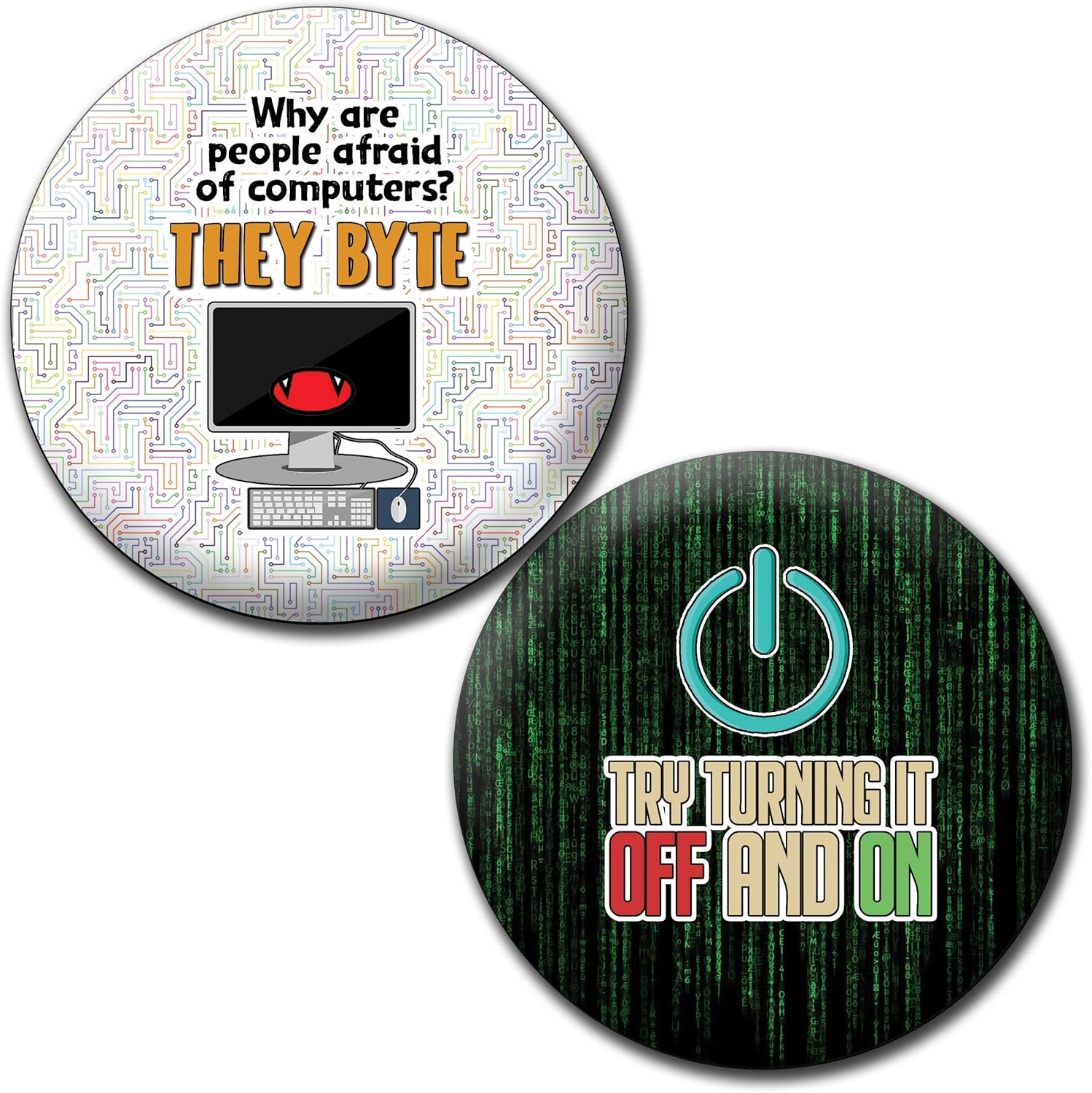 Creanoso Funny Pinback Buttons - IT Nerds (10-Pack) - Large 2.25" Gift Ideas for Children, Teens, & Adults for All Occasions - Party Favor & Giveaways : Clothing, Shoes & Jewelry