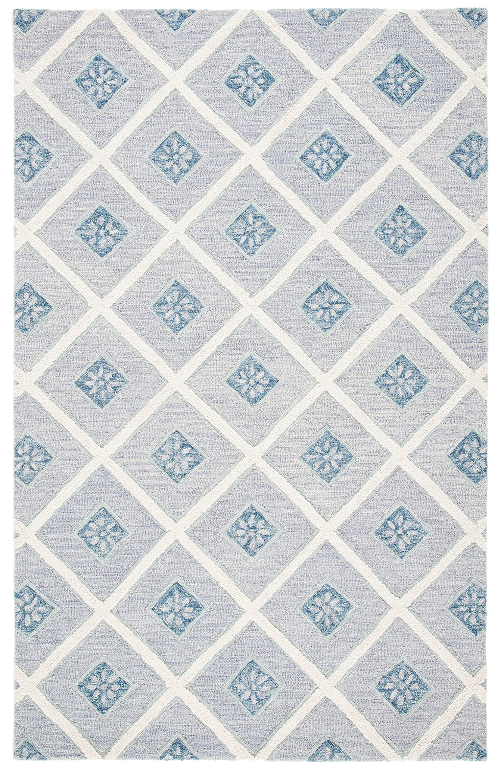SAFAVIEH Area Rug 8x10 feet - Metro Collection - Large - Blue & Ivory, Handmade Wool, Ideal for Living Room, Bedroom, Office, Dining Space (MET705L)