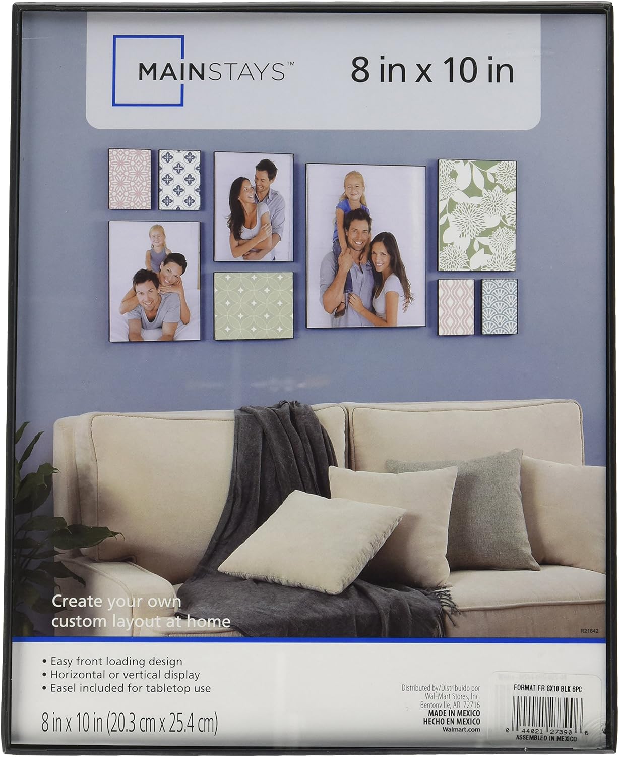 8 x 10 Mainstays Black Plastic Picture Frame