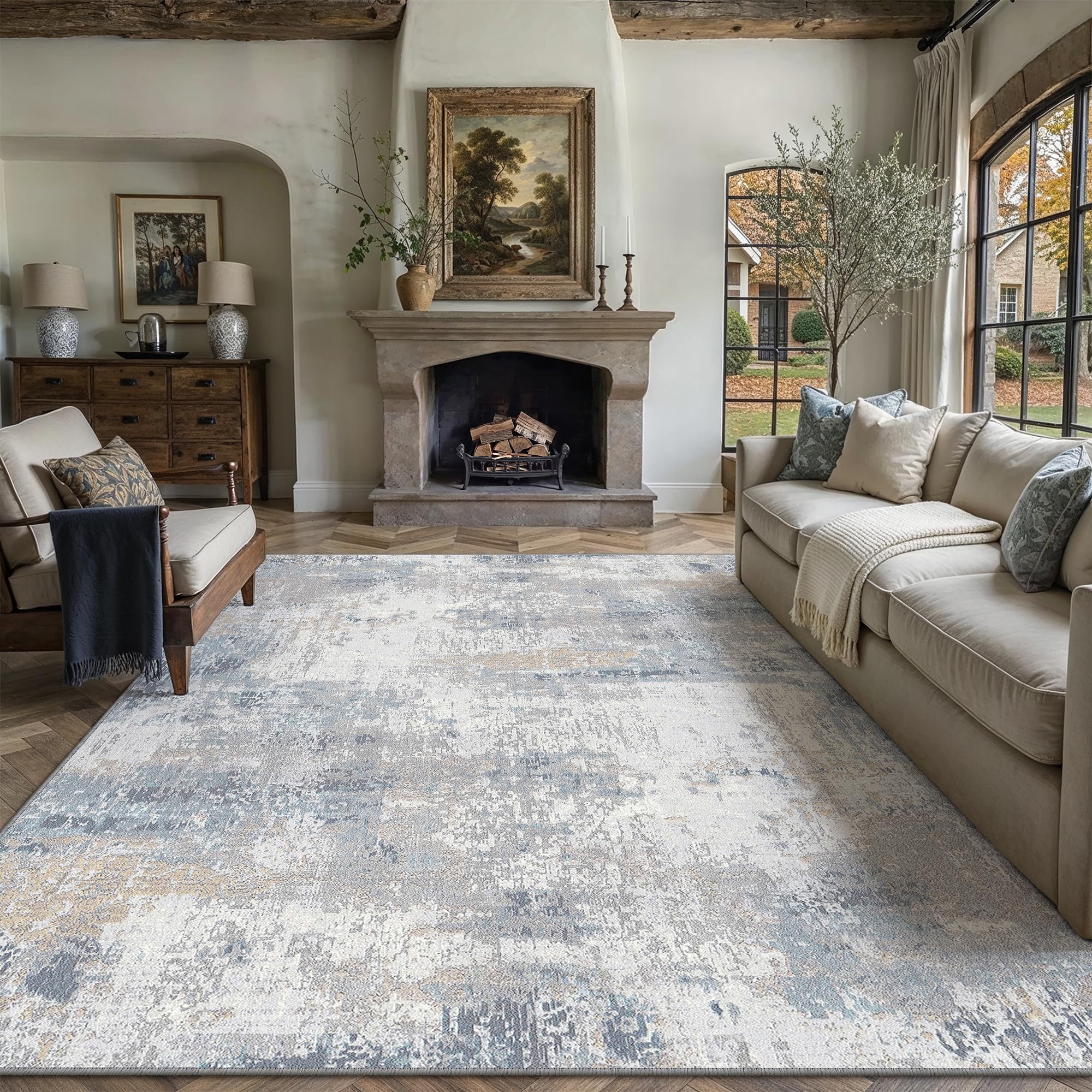 PureCozy Rugs Living Room 200x300cm Blue Washable Area Rug — image 1