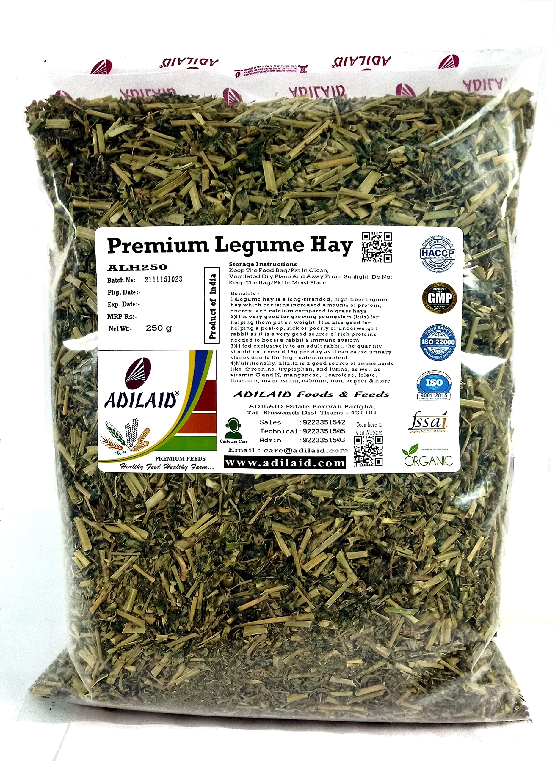 ADILAID Premium Legume Hay for Rabbit,Guinea Pig,Goats (250 GMS) (B08WPZ22TJ) Amazon Price History, Amazon Price Tracker