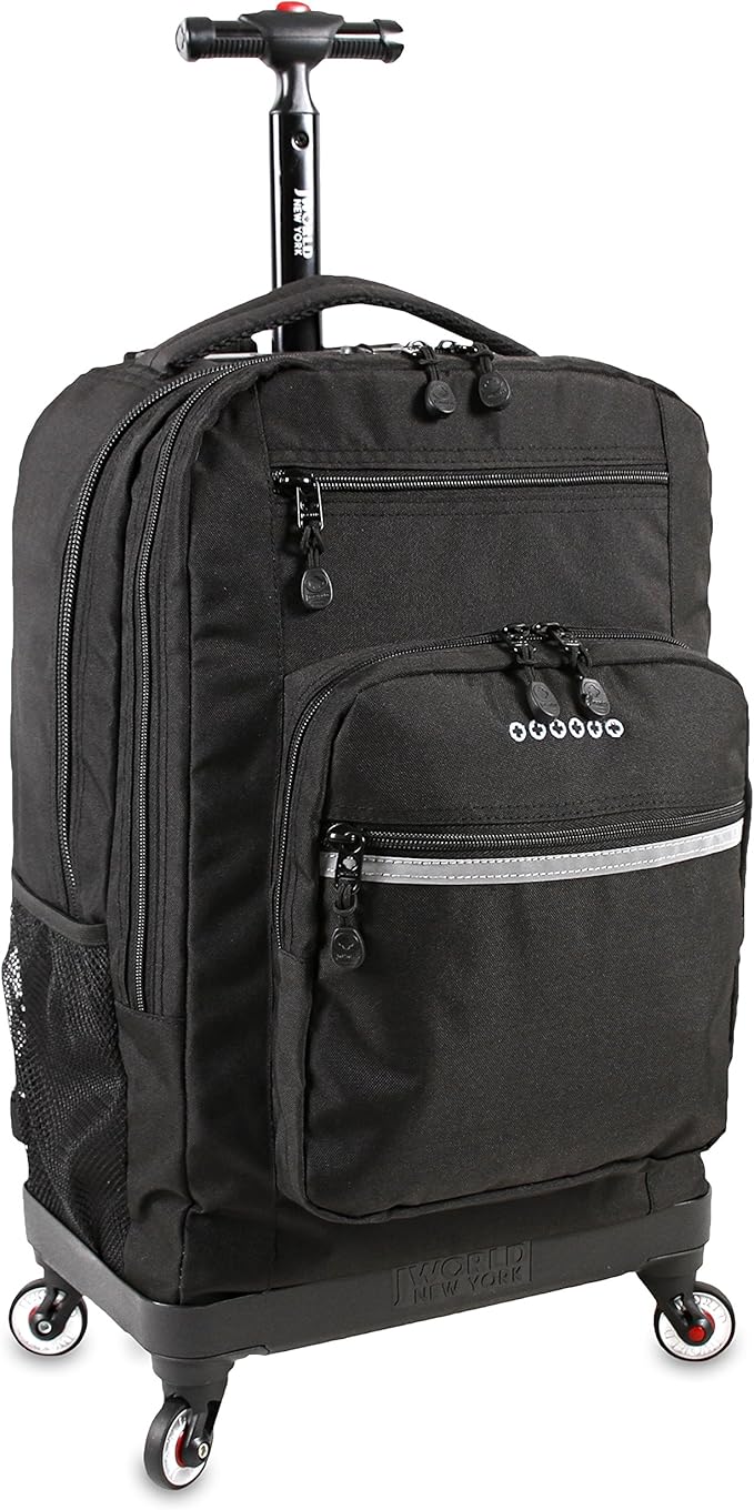 J World New York Sundance Laptop Rolling Backpack, Black