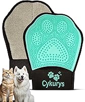 Cykurys 2-in-1 Pet Hair Removal Glove for Dogs & Cats - Electrostatic Remover for Clothes/Furniture + Silicone Deshedding Brush