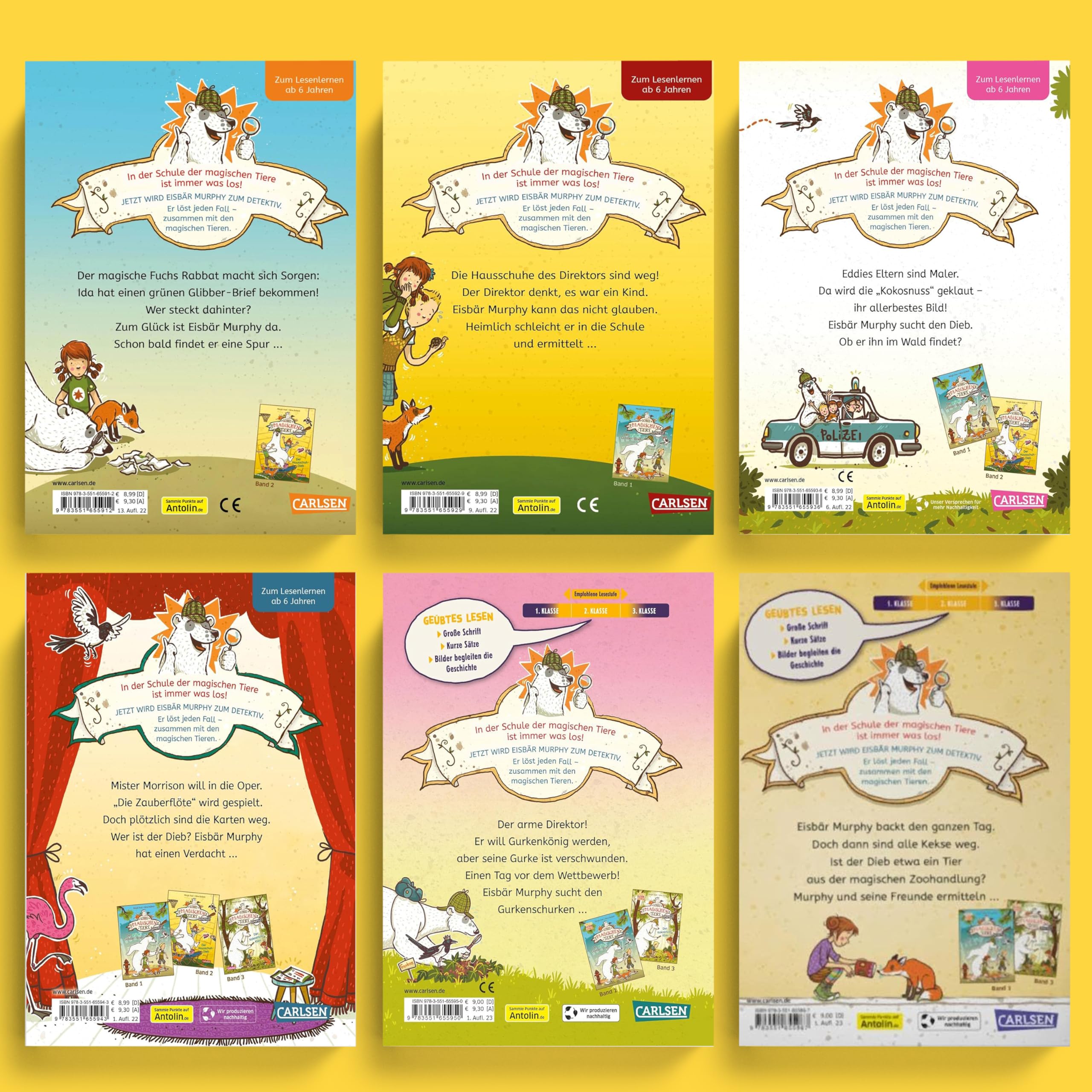 Die Schule der magischen Tiere ermittelt 1-6 – Erstleser-Buchset ab 6 Jahren mit exkl. Lesezeichen & Leichter Kinderkrimi mit Eisbär Murphy & Magischen Tieren – Ideal zum Lesenlernen & Schulanfang