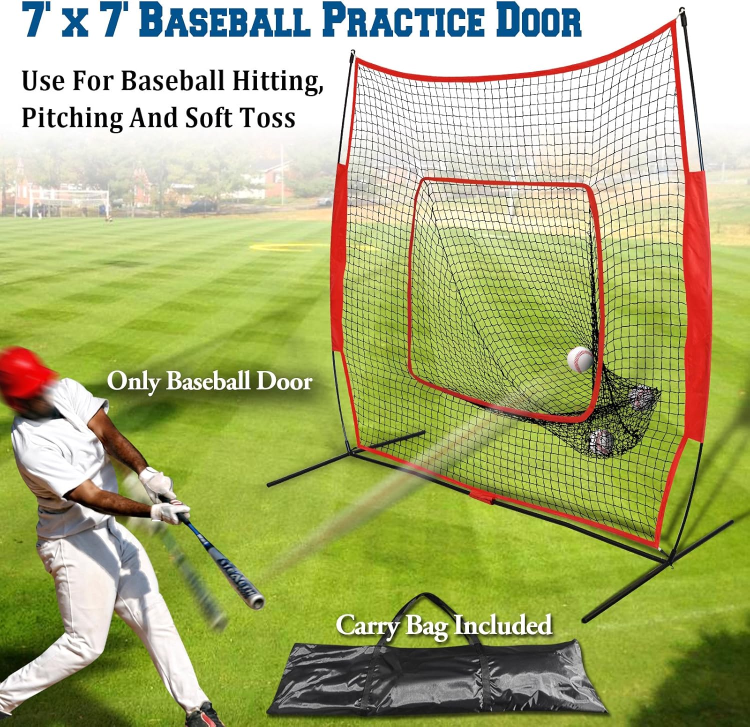 BenefitUSA Baseball Net Cages Sport Play Indoor Outdoor Elevated Portable Practice Net Soft Toss