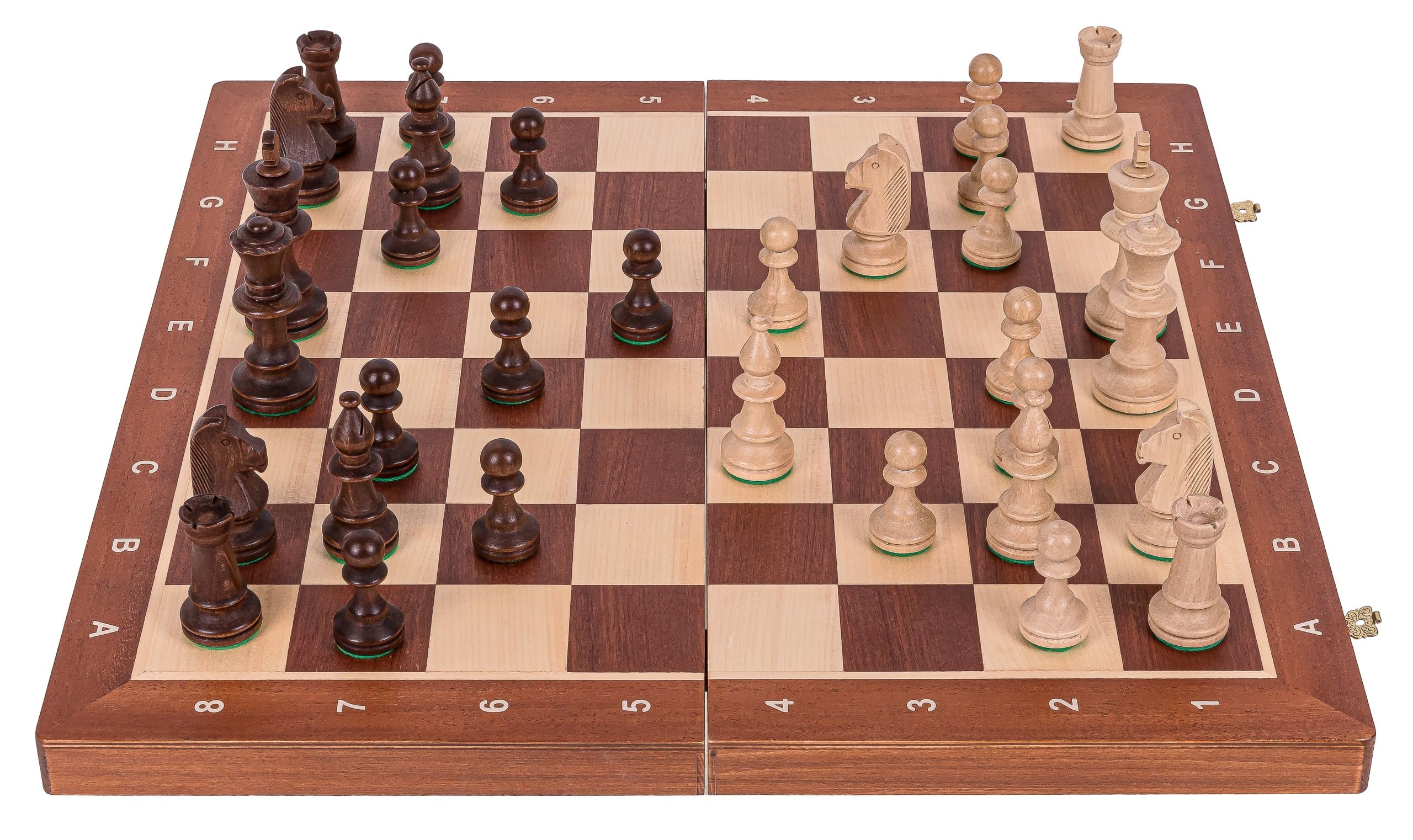 SQUARE - Szachy drewniane Turniejowe Nr 5 MAHOŃ - Szachownica & Figury szachowe Stanuton 5
