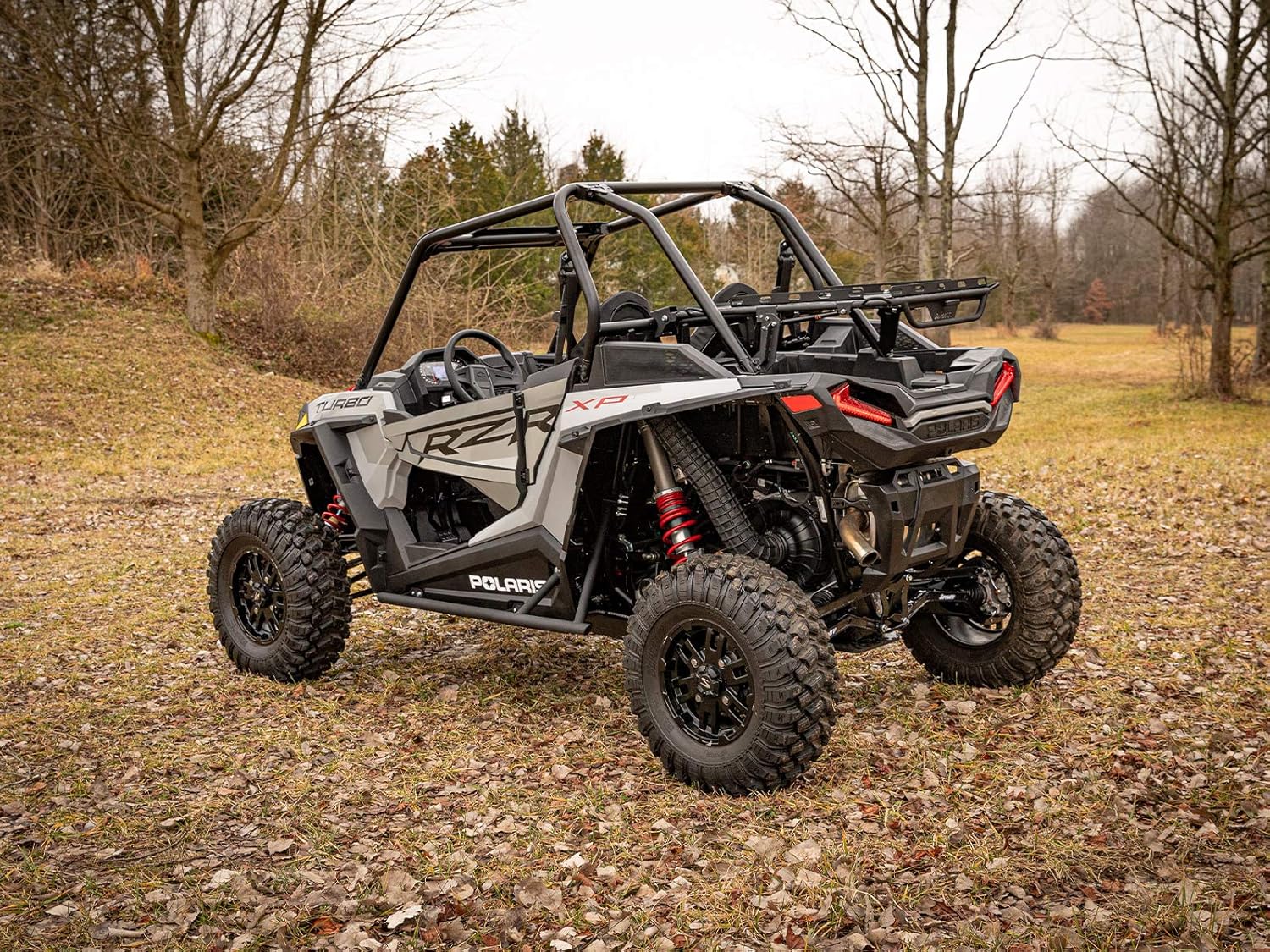 SuperATV Heavy-Duty Rock Sliding Nerf Bars for 2016+ Polaris RZR XP Turbo | Wrinkle Black | Made with 1.5” Diameter Steel Tubing | Protects Against Trees and Rocks on Tight Routes