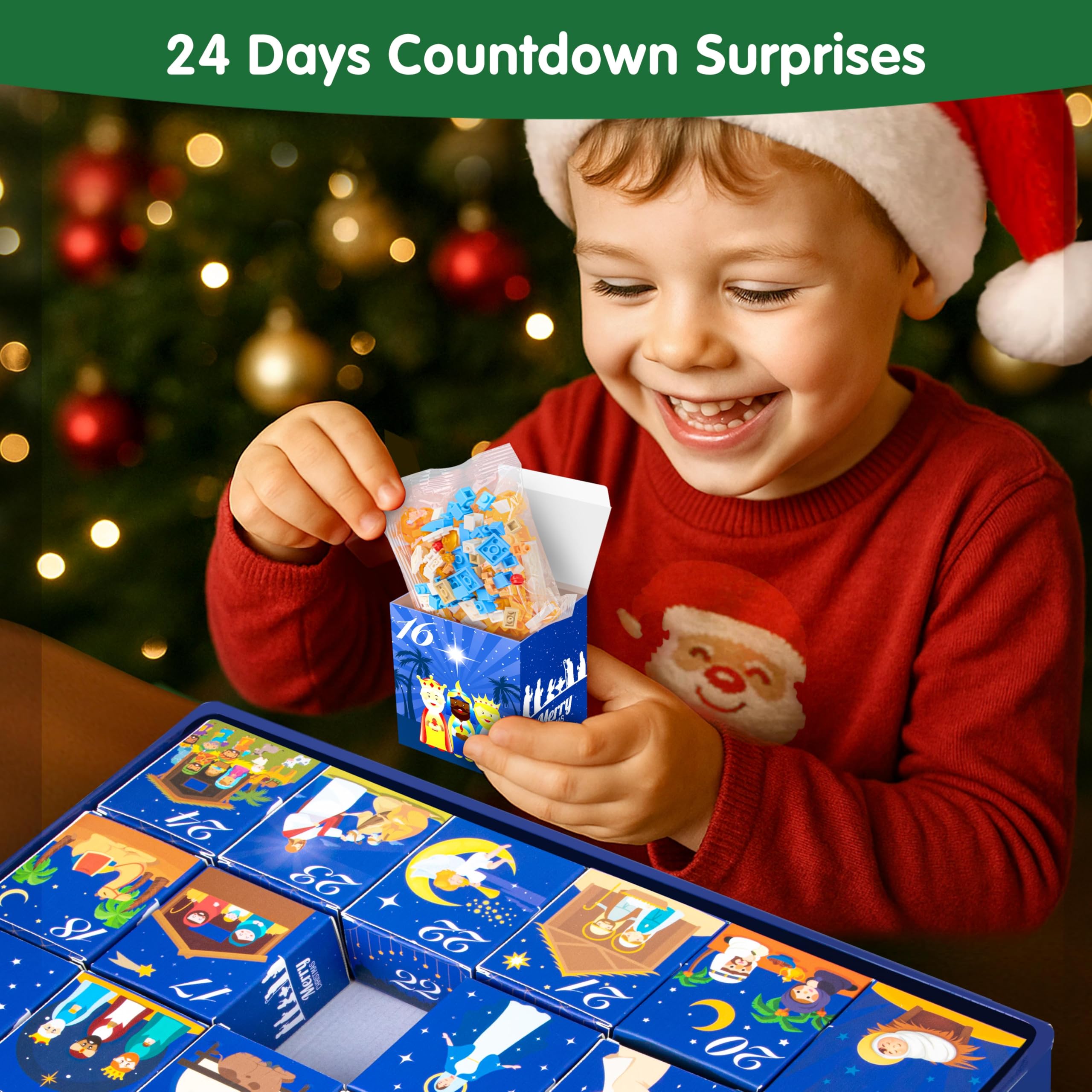 Snapklik.com : Nativity Advent Calendar 2025 Kids 24 Days Building ...