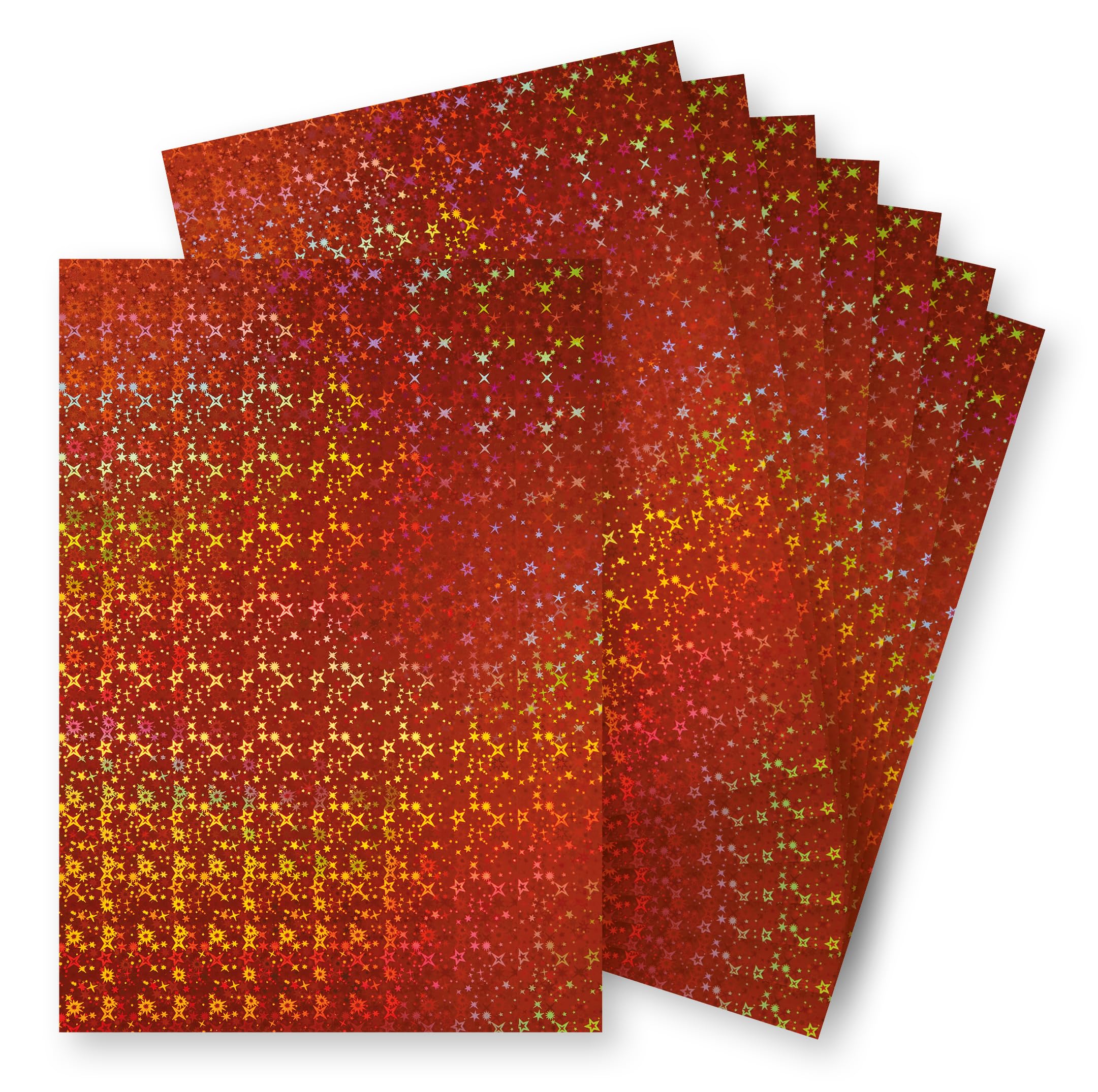 Springboard A4 Holographic Card Sheets - 230gsm Cardstock for Card Making - Holographic Card Compatible w/Die-Cutting Machines - Sparkly Craft Supplies - Orange (Stars) - 10-Pack