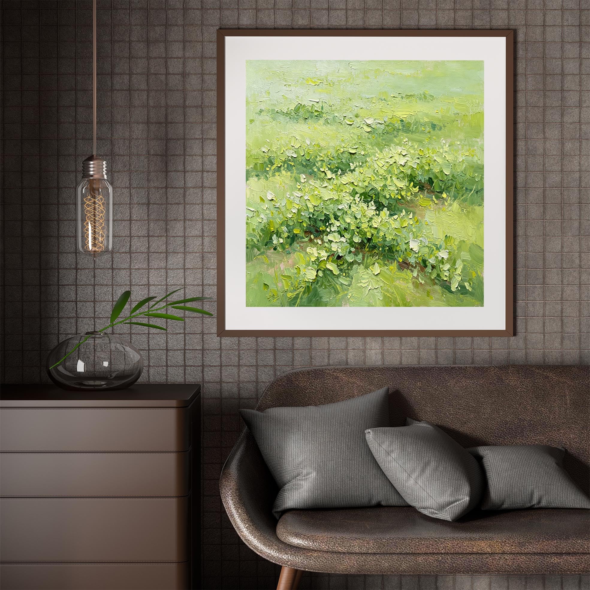 Cuadro De Pared Grande En Lienzo para Sala De Estar Pintado A Mano con Técnica Impasto Paisaje De Pradera Primaveral Pintura Al Óleo Decoración De Pared Estilo Granja Boho para Dormitorio Casa De