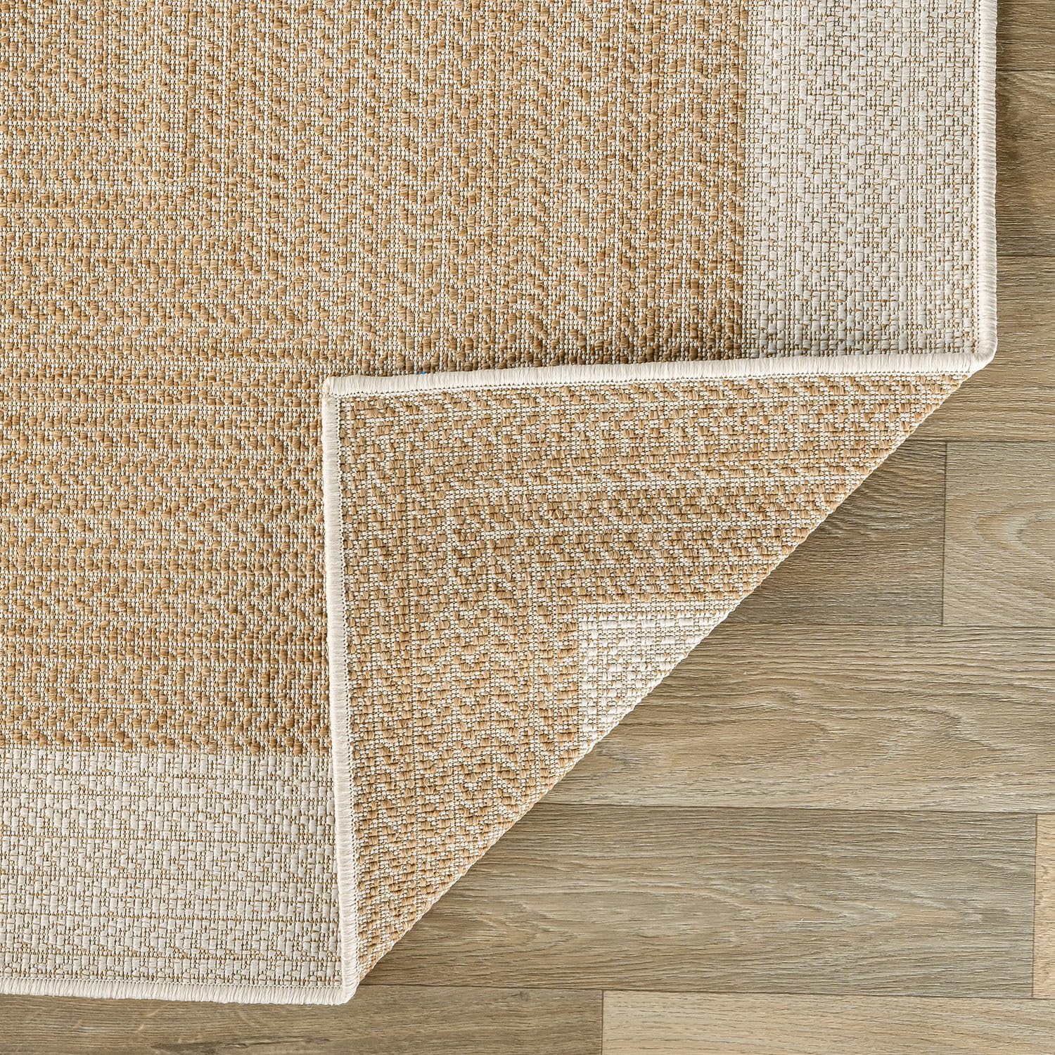 Rugshop Natural Braided Geometric Reversible Weather Resistant Indoor/Outdoor Runner Rug, for Hallway, Entryway and Kitchen, 2' x 7'
