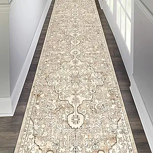 Pauwer Boho Hallway Runner Rug 2'6'' x 14' Washable Entryway Area Rugs Non Slip Farmhouse Vintage Floor Mat Long Carpet Runner for Hallways Laundry Room Kitchen Bathroom Bedroom