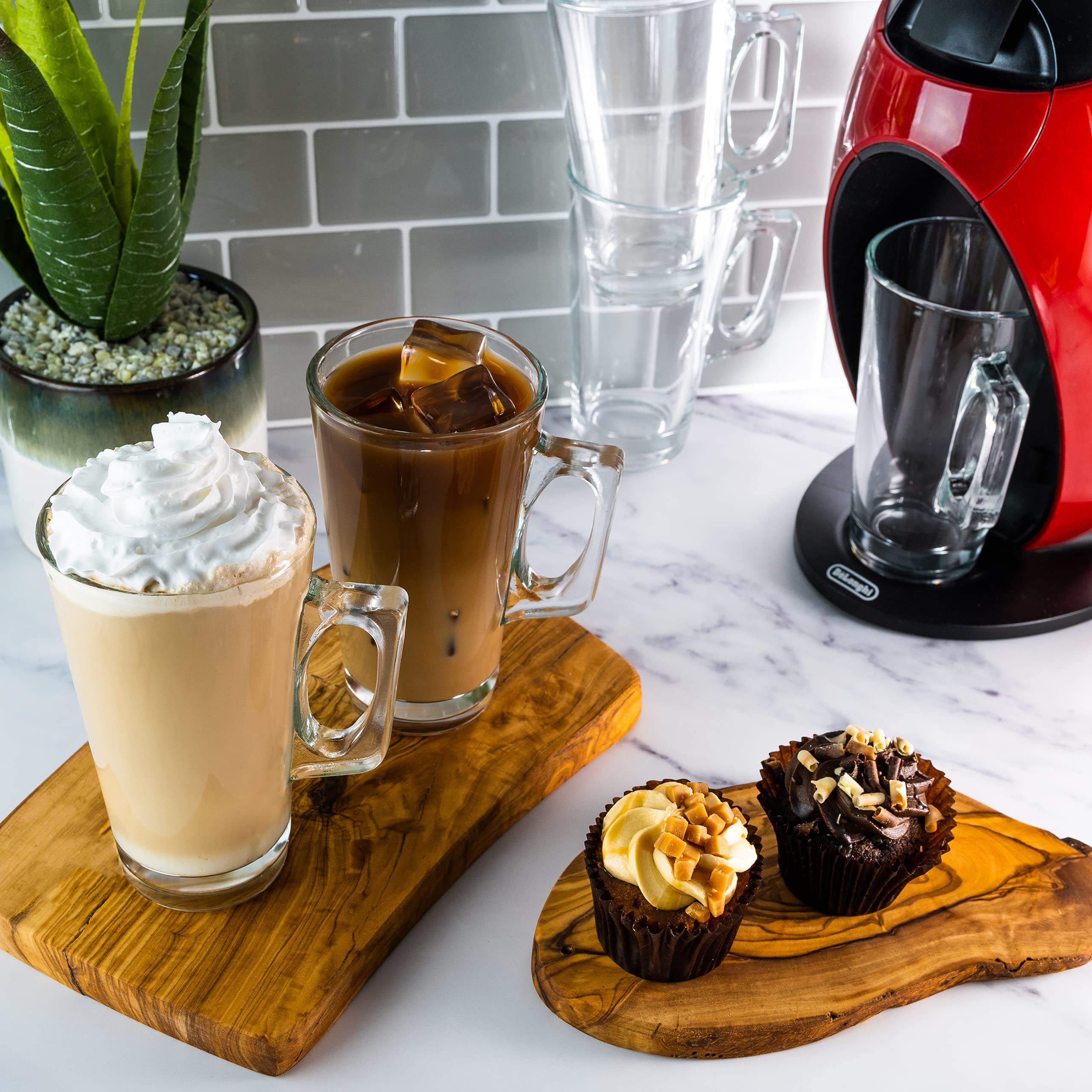 Latte Glasses Clear Tall Coffee Cups Large 300 Ml Clear Durable Hot Chocolate Drinks Barrista Machine Compatible~p41347870