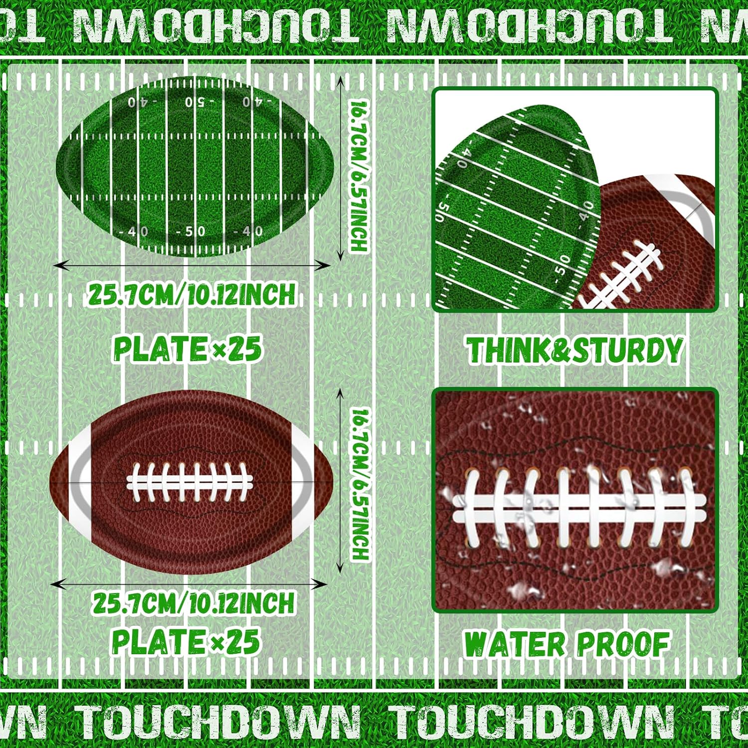 Football Party Supplies,50pcs Football Shaped Paper Plates Football Birthday Plates for Football Birthday Party Supplies Sports Game Birthday Tailgate Party Decoration - Image 6