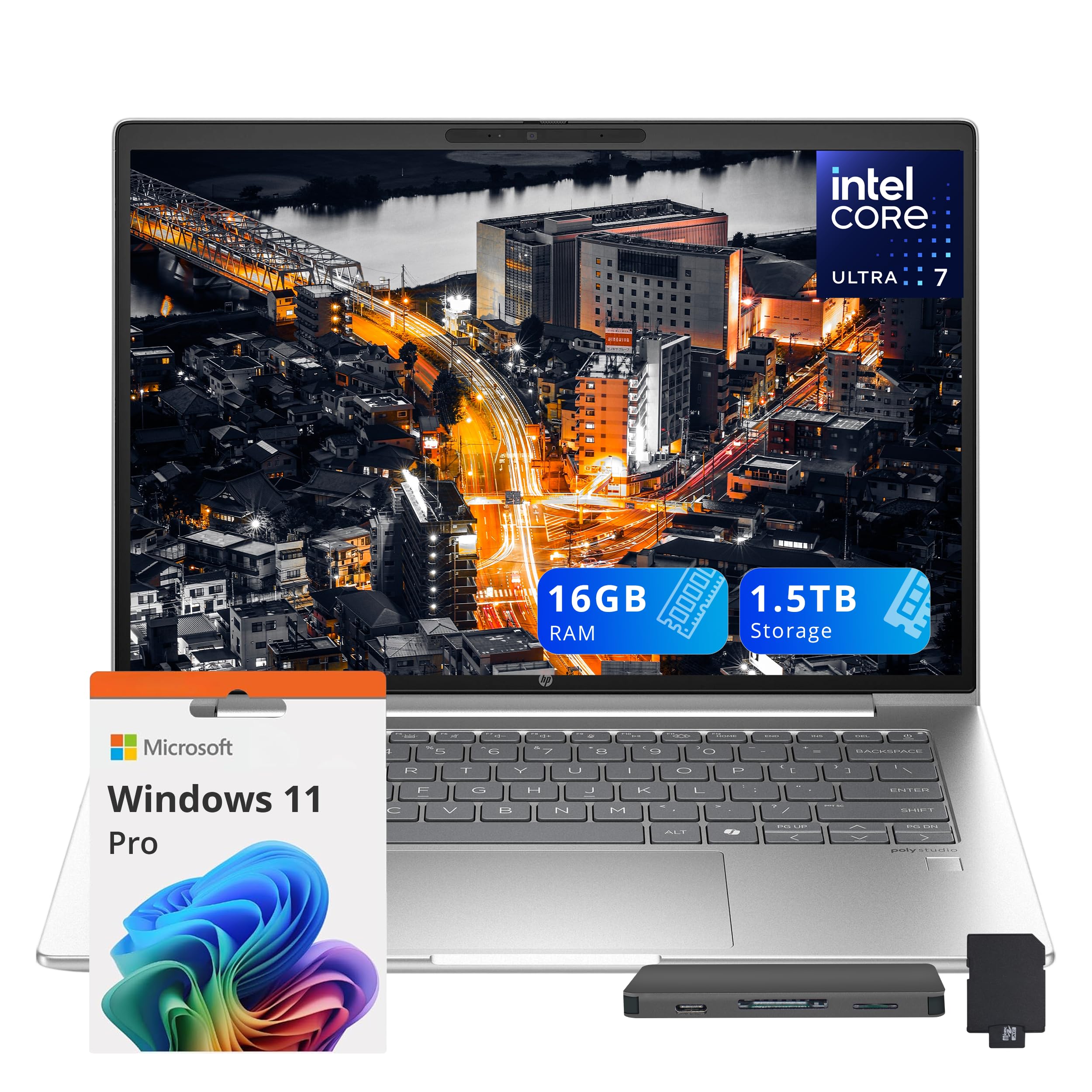 HP ProBook 440 G11 14" IPS WUXGA Laptop, Intel Ultra 7 155U, 16GB DDR5 RAM, 1.5TB Storage (512GB SSD+1TB Docking Station Set), Backlit Keyboard,