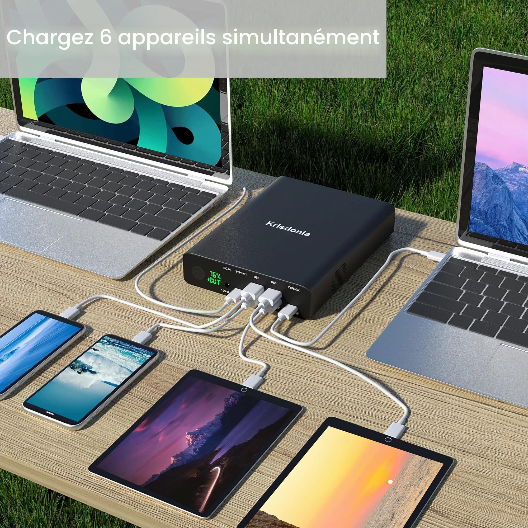 Batterie Externe 64000mAh avec Charge Rapide USB-C PD 100W