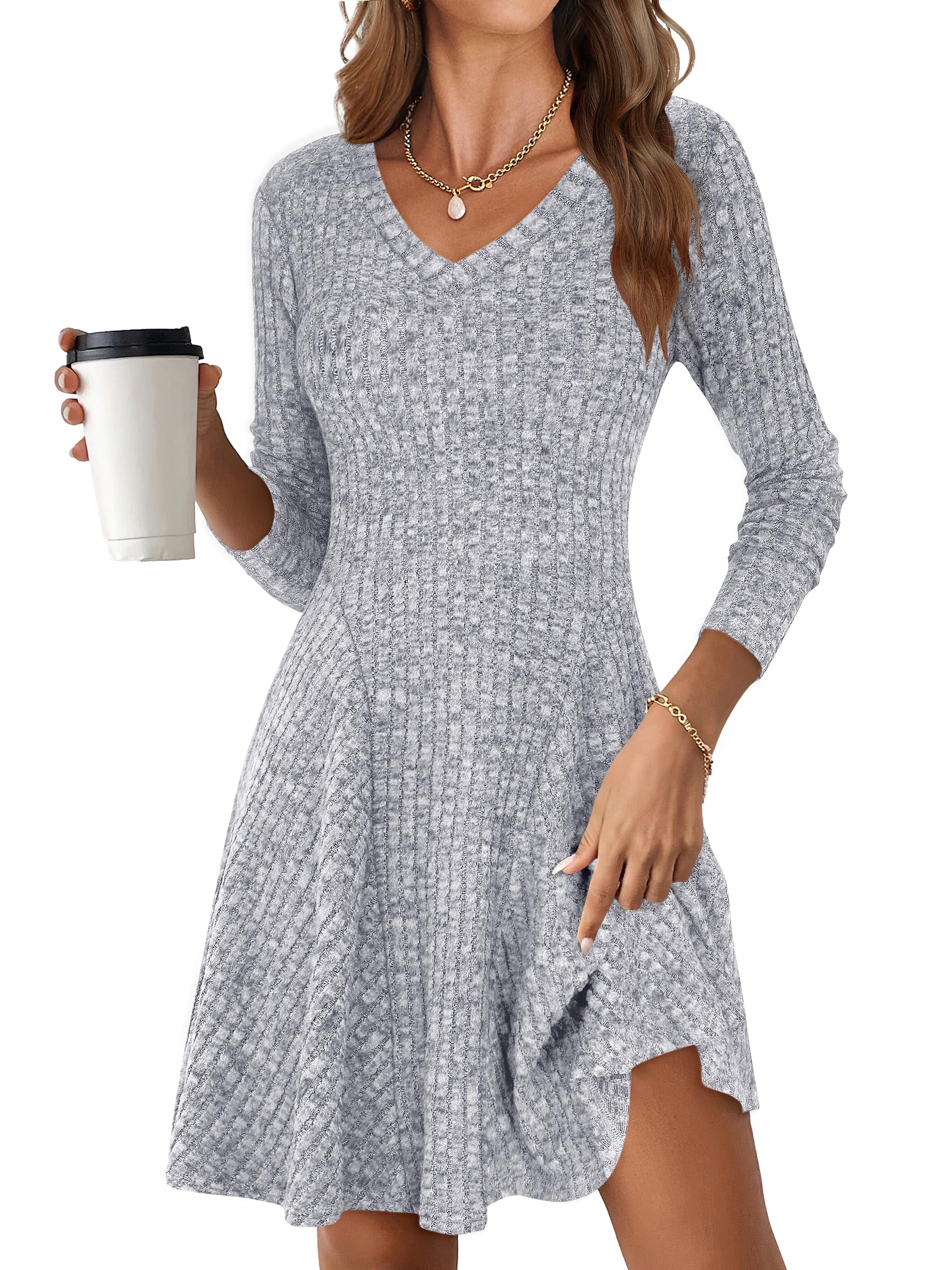 ANRABESS Ribbed Knit Dress