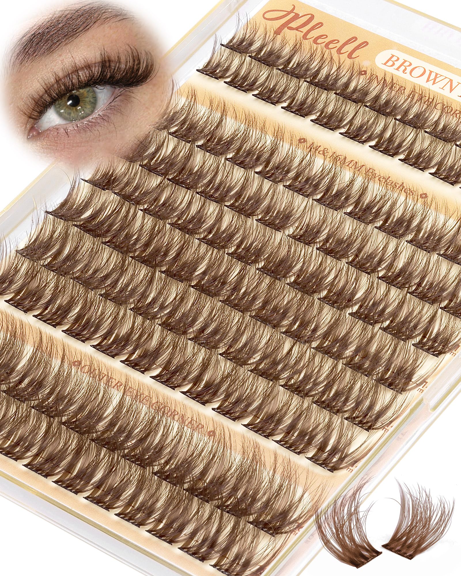 Braune Wimpern-Cluster, flauschige Wimpernbügel, 10–16 mm, 5D, DIY-Wimpern-Cluster, D-Curl, Wispy-Cluster-Wimpernverlängerungen, natürliches Volumen, einzelne Wimpernverlängerungen mit ultradünnem