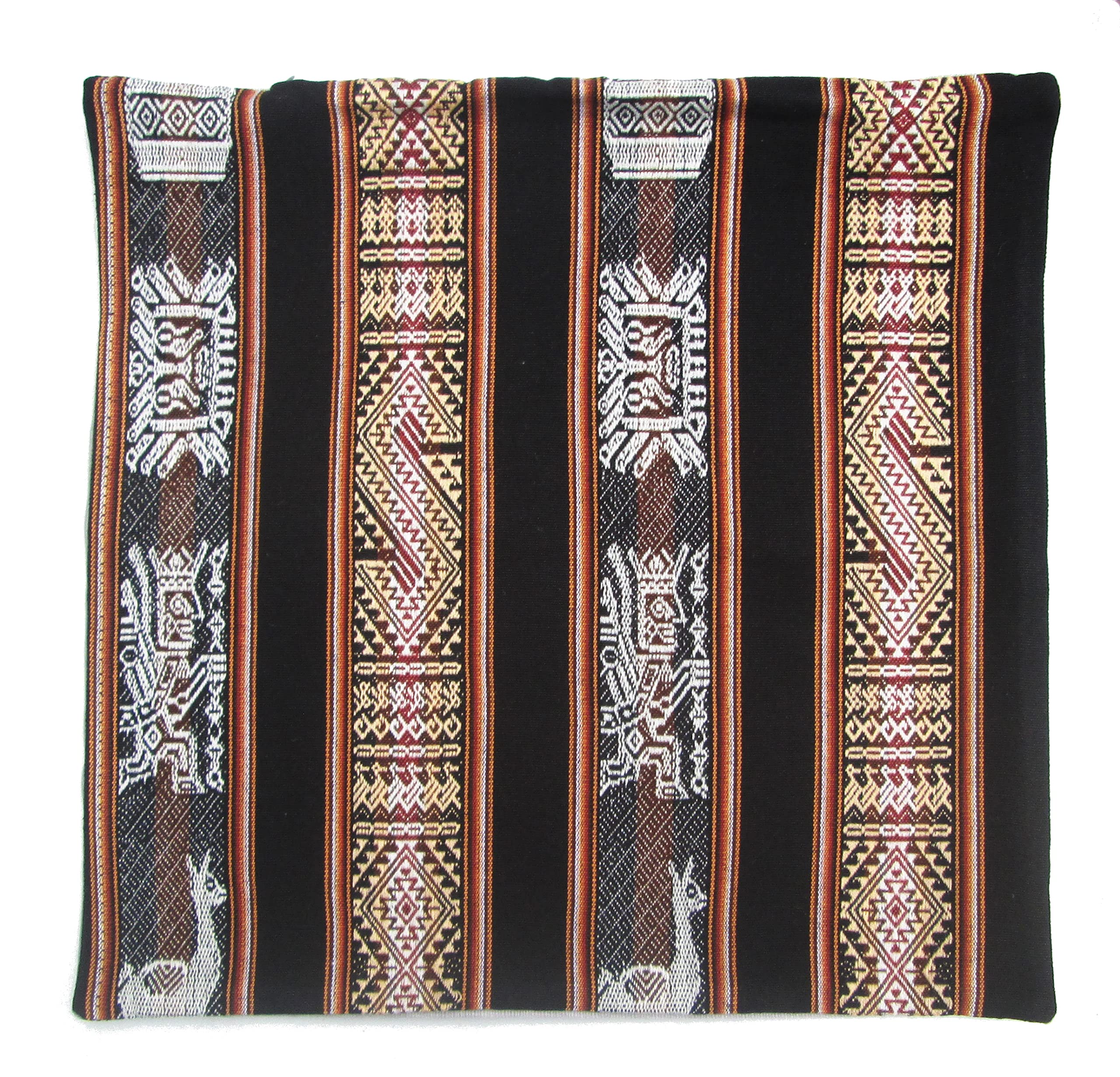 Art Break Pillow Case Cushion Inka Fabric Cover Decorative Peru Cushion Cover Cotton Jauja Peruvian Style Pillowcase for Sofa 18 "X 18 (Black Llama)