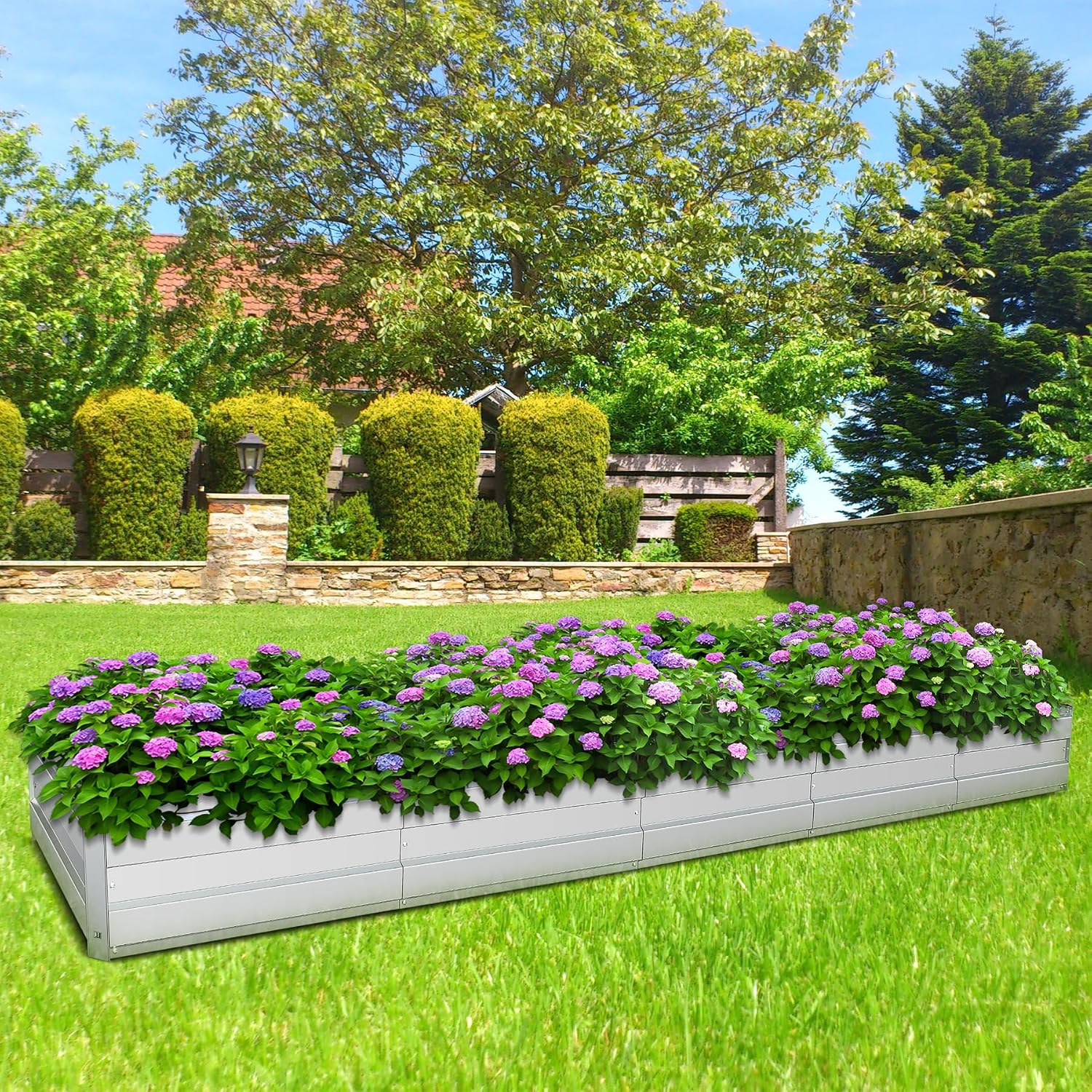 Galvanized Raised Garden Bed Outdoor for Vegetables Flowers Herb, 13.5×3×1FT Large Heavy Metal Box Steel Kit with Corner, Silver