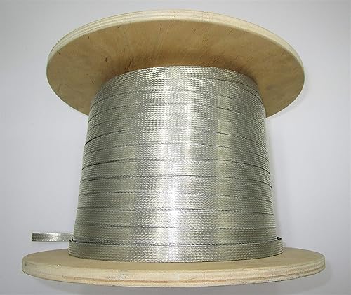 PHILLIP CABLE Correa de tierra de batería de alambre de cobre estañado trenzado plano de 1 pulgada de ancho Más longitud Corte a pie 10 pies
