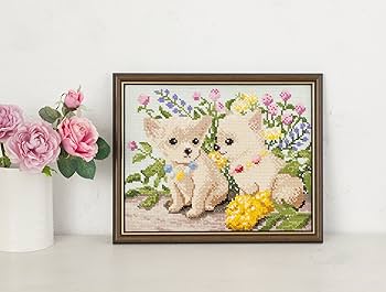 ☆ミュゲ☆オーダー クロスステッチ No.88 女の子と犬 9800 Amazon | LECIEN(ルシアン) 刺しゅうキット クロスステッチ